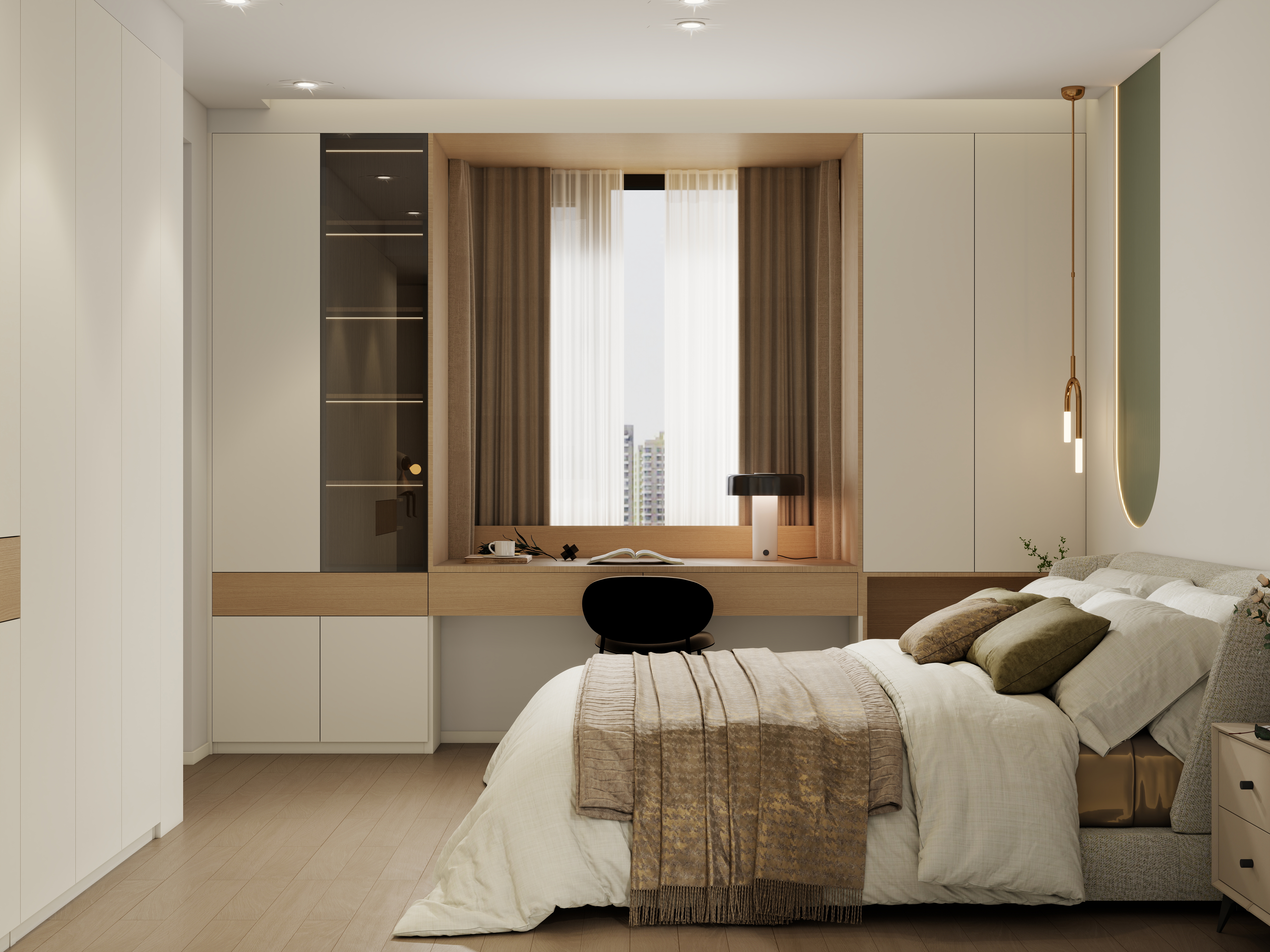 设计师珂源-凤凰花园-3期原木奶油127㎡2室一层主卧装修效果图第2张