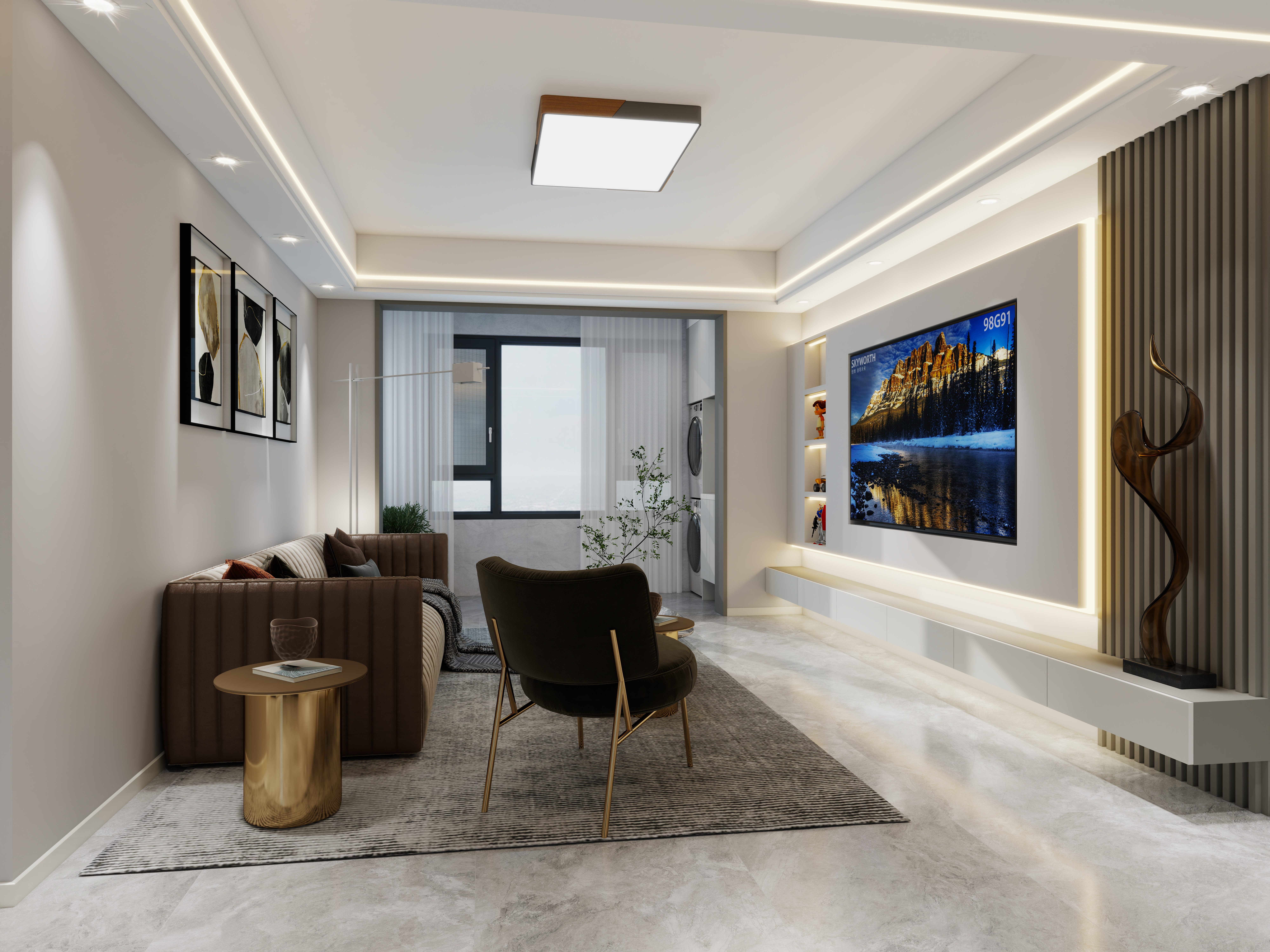 设计田工-奓山四期B区120现代轻奢一层客餐厅装修效果图第1张