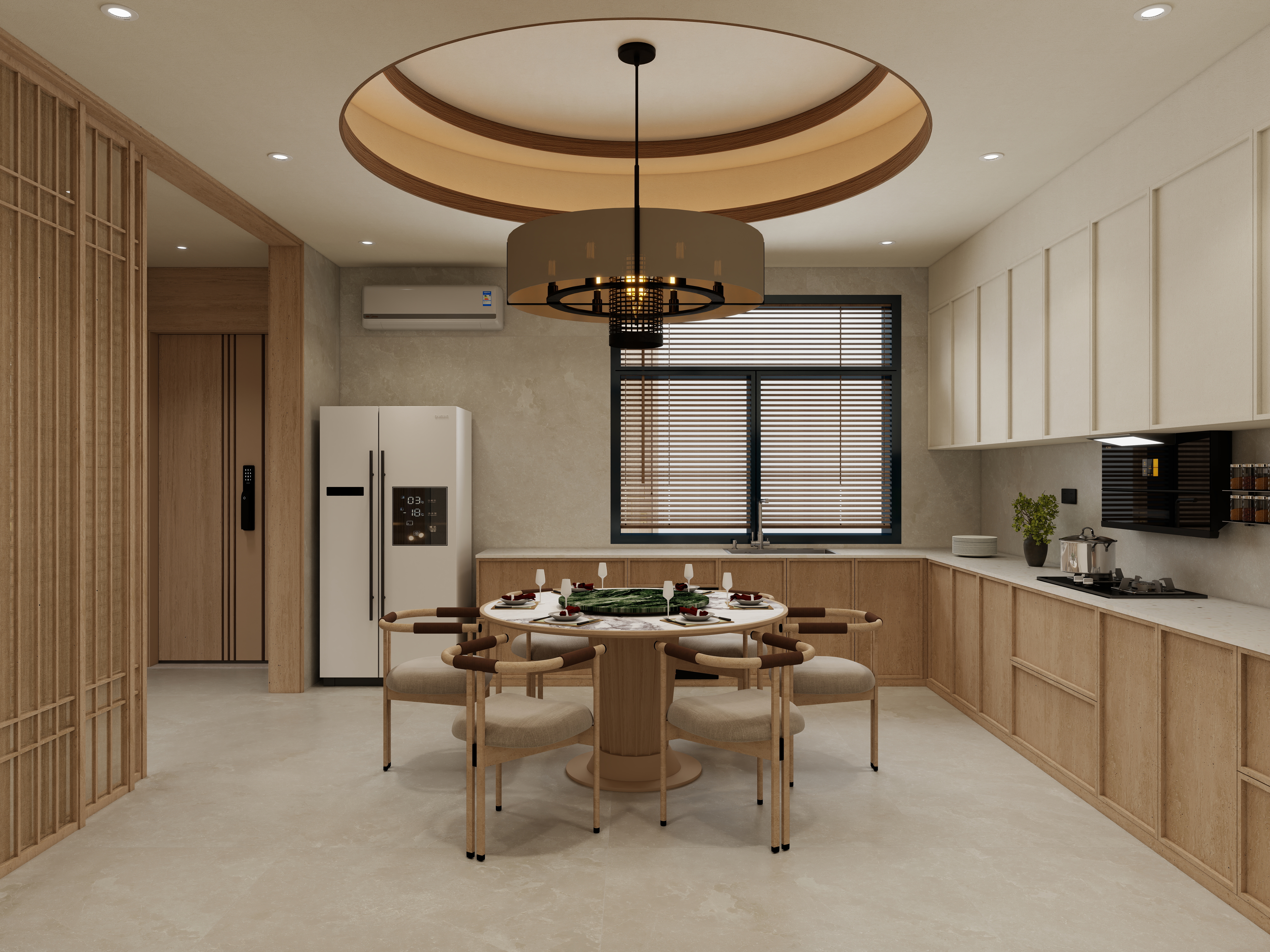 张煜强煜境设计-537平米简约宋氏中式自建别墅一层厨房装修效果图第4张