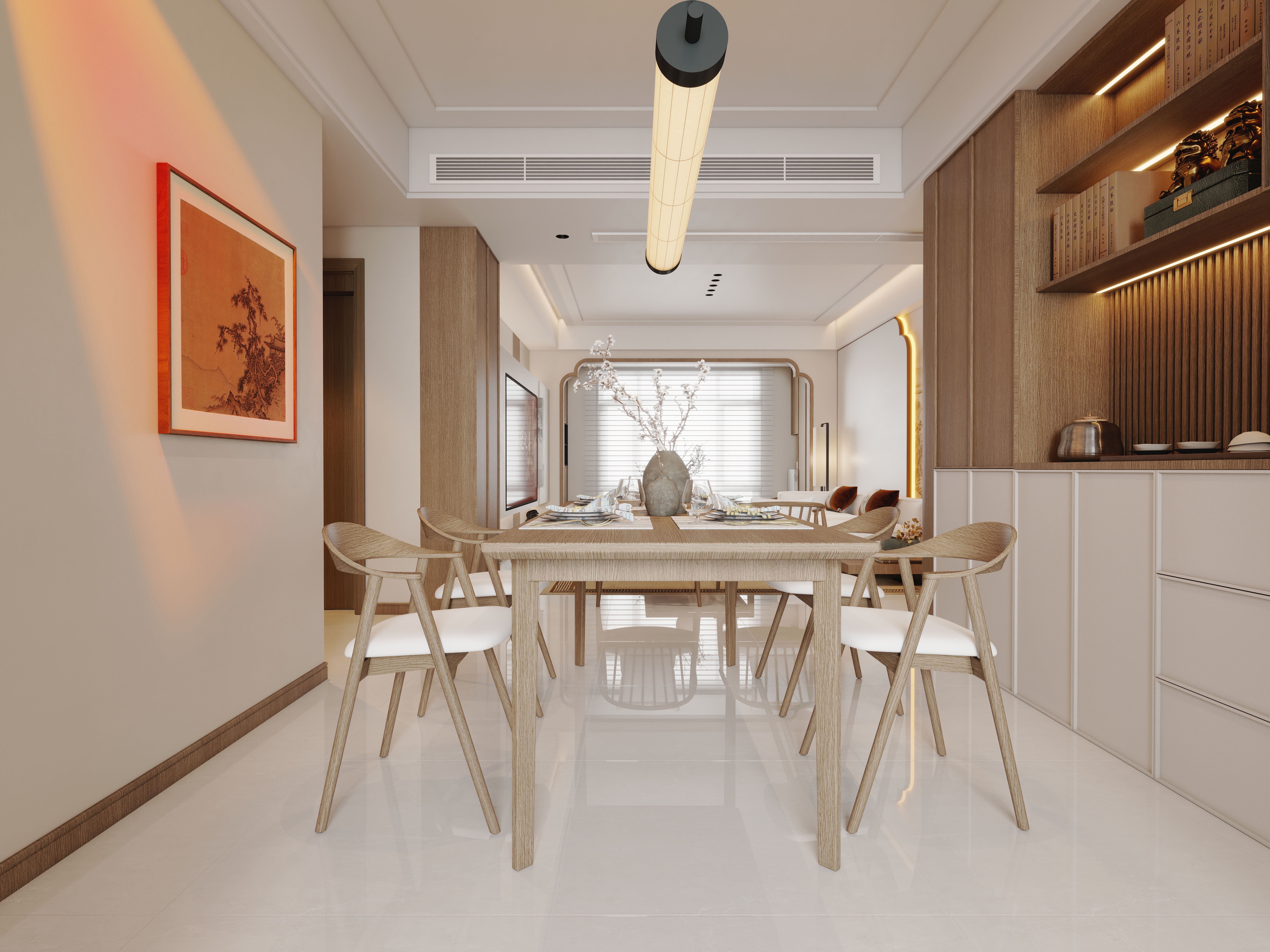 何胜阳-新中式2一层客餐厅装修效果图第5张