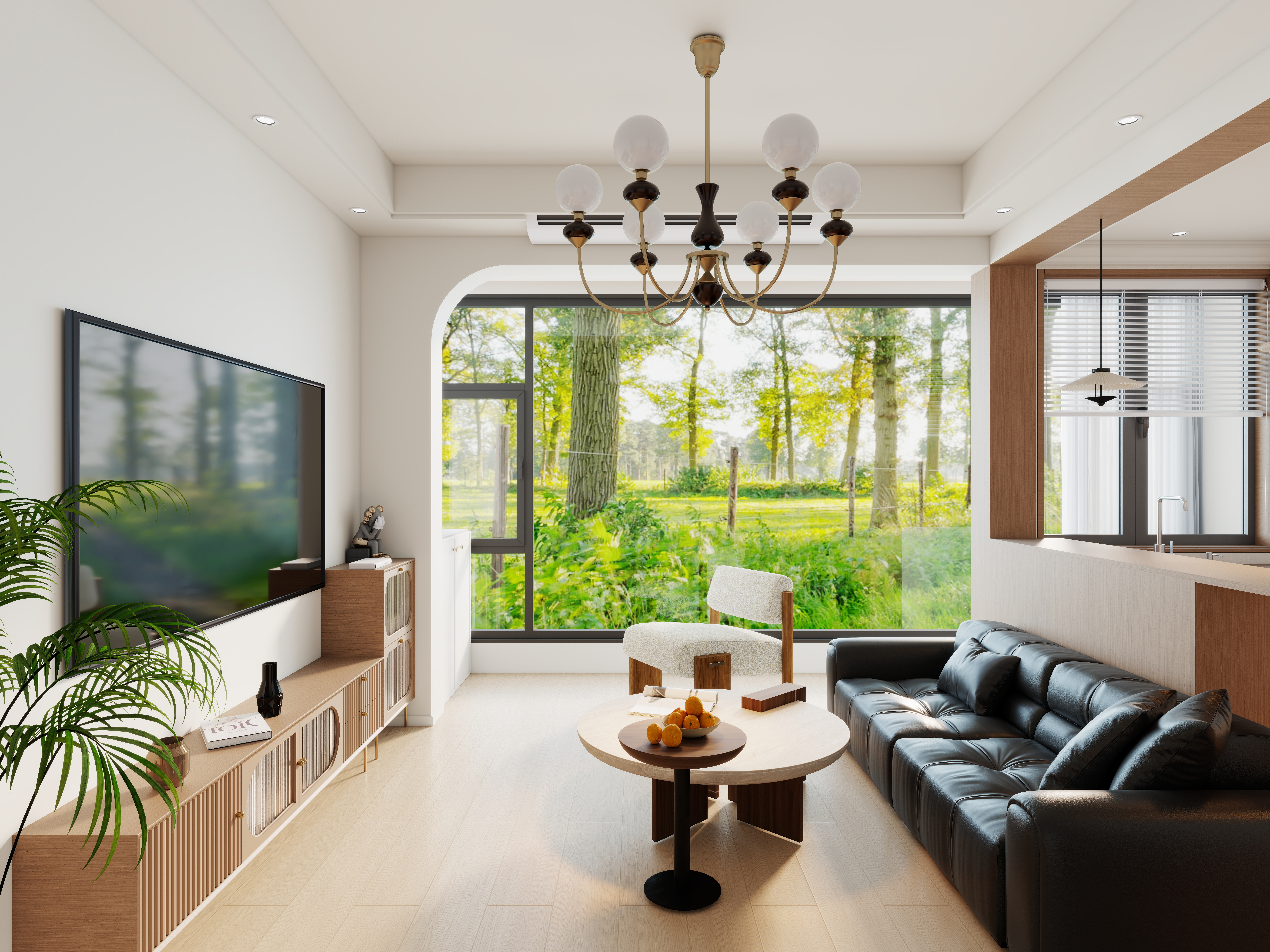 艺雅丽-72平原木风一层客餐厅装修效果图第1张