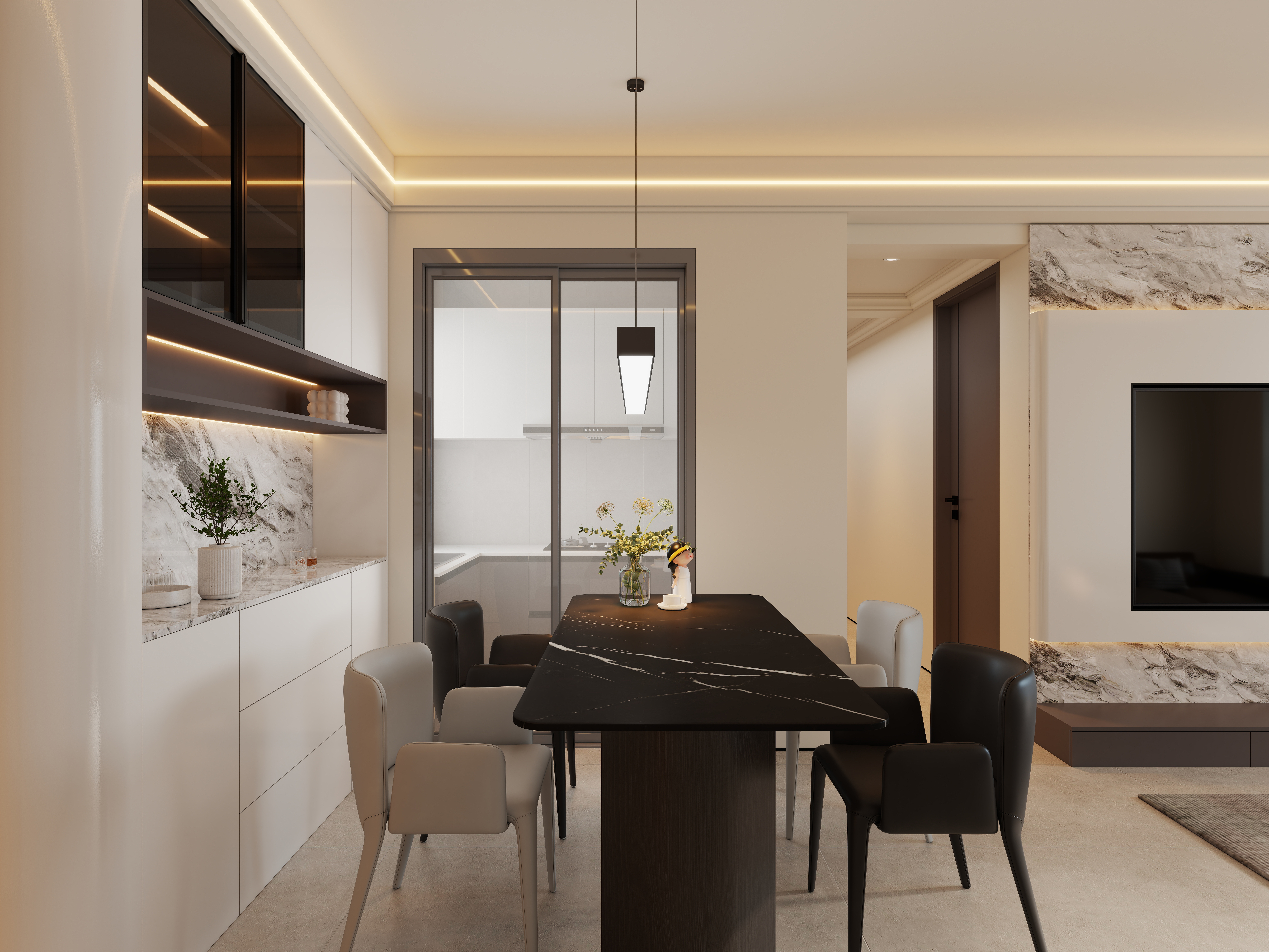 艺雅丽-77平意式  一层客餐厅装修效果图第5张