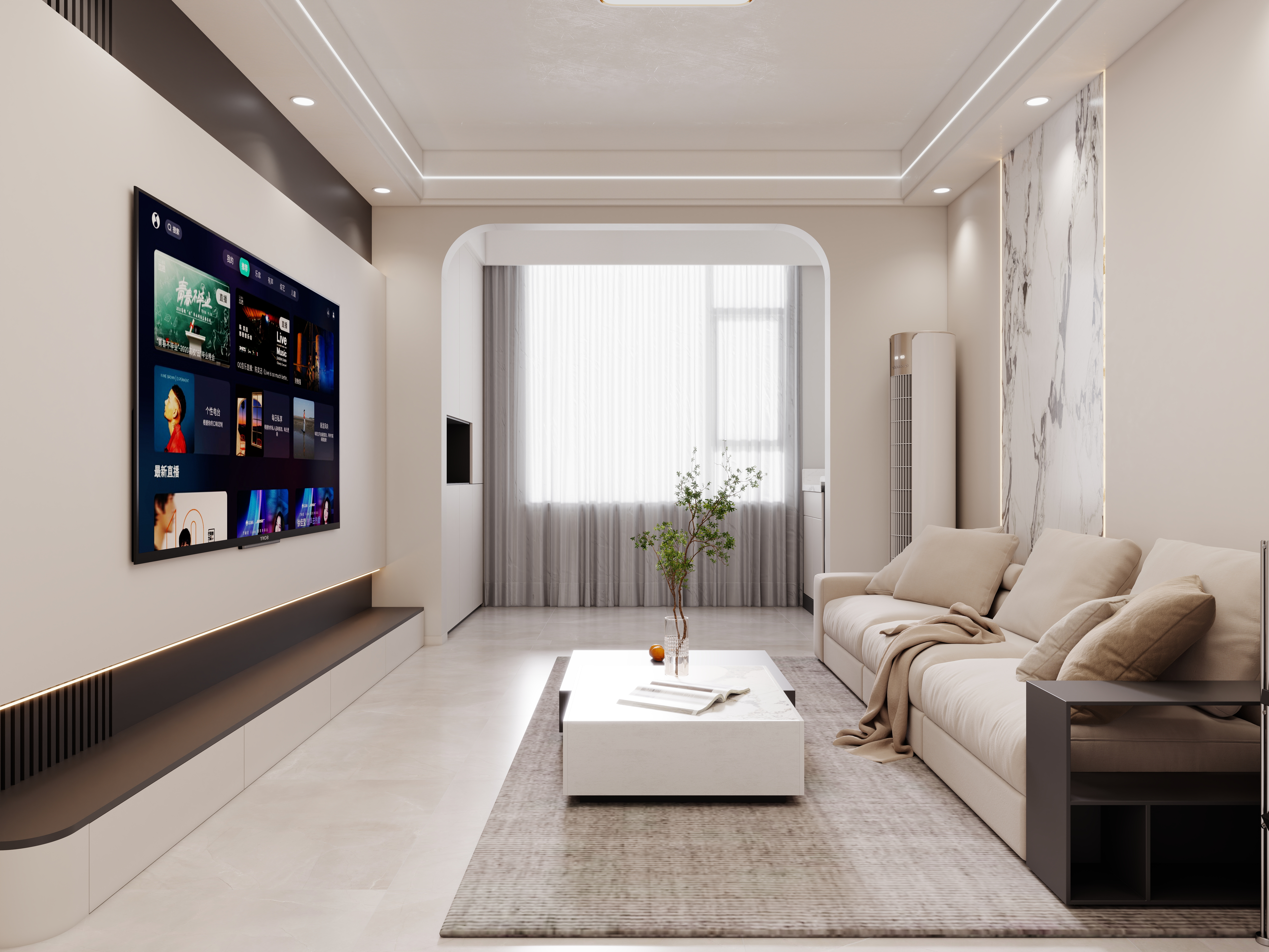 壹诺设计工作室-88㎡2室-现代简约装修效果图