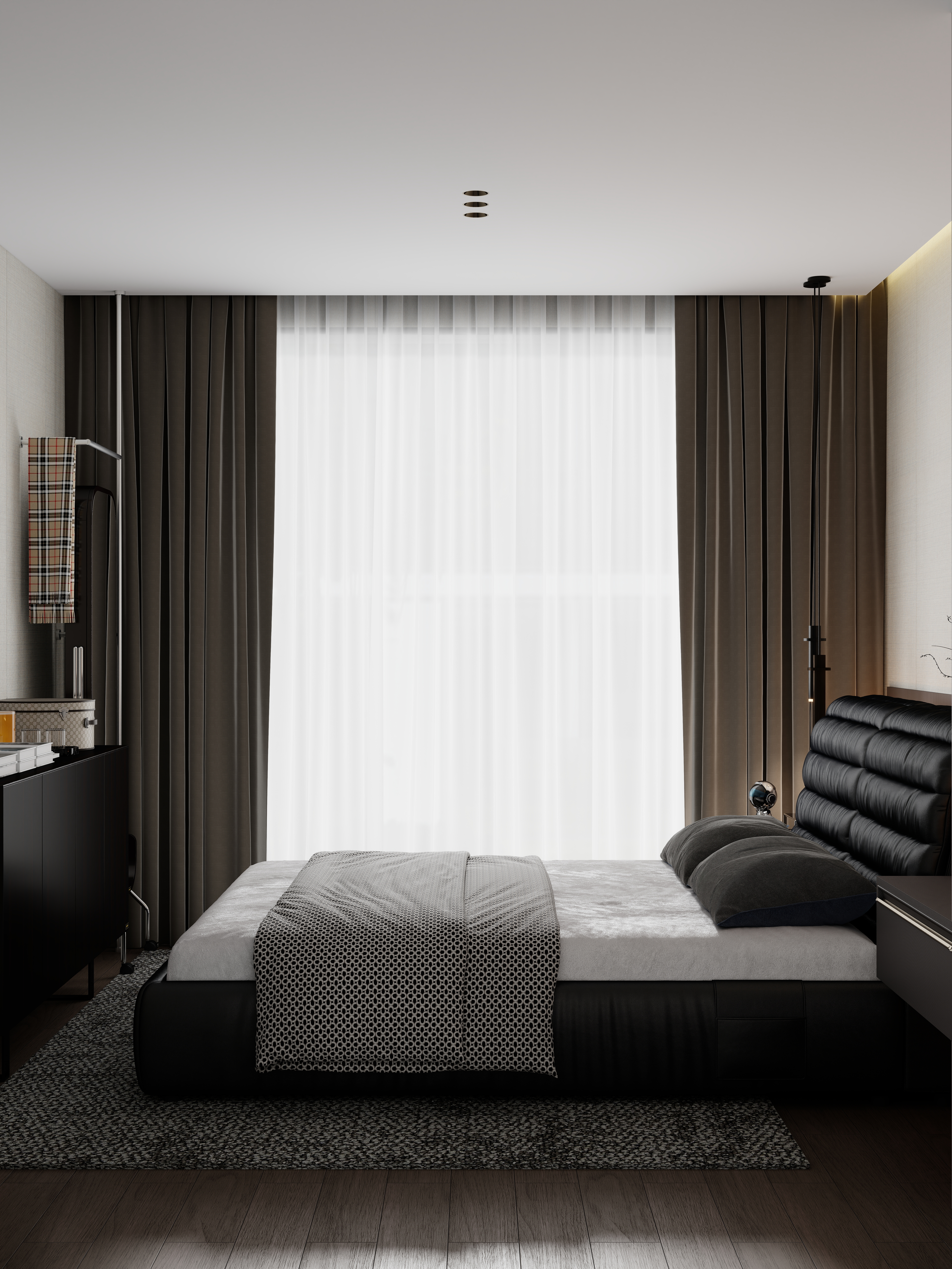 点点设计.-黑白极简·暗调浪漫一层次卧装修效果图第4张