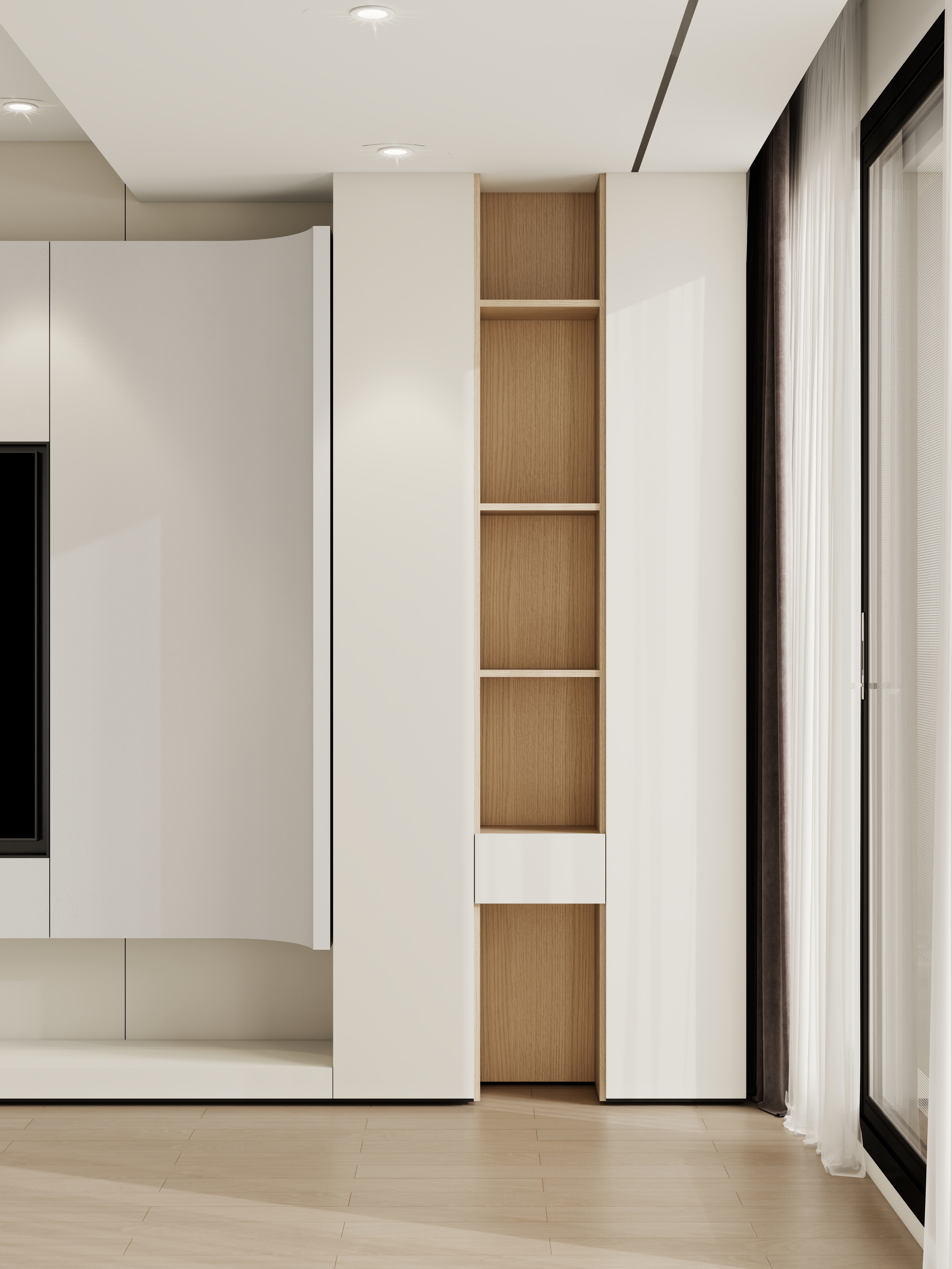 设计师珂源-凤凰花园-3期原木奶油127㎡2室一层阳台装修效果图第3张