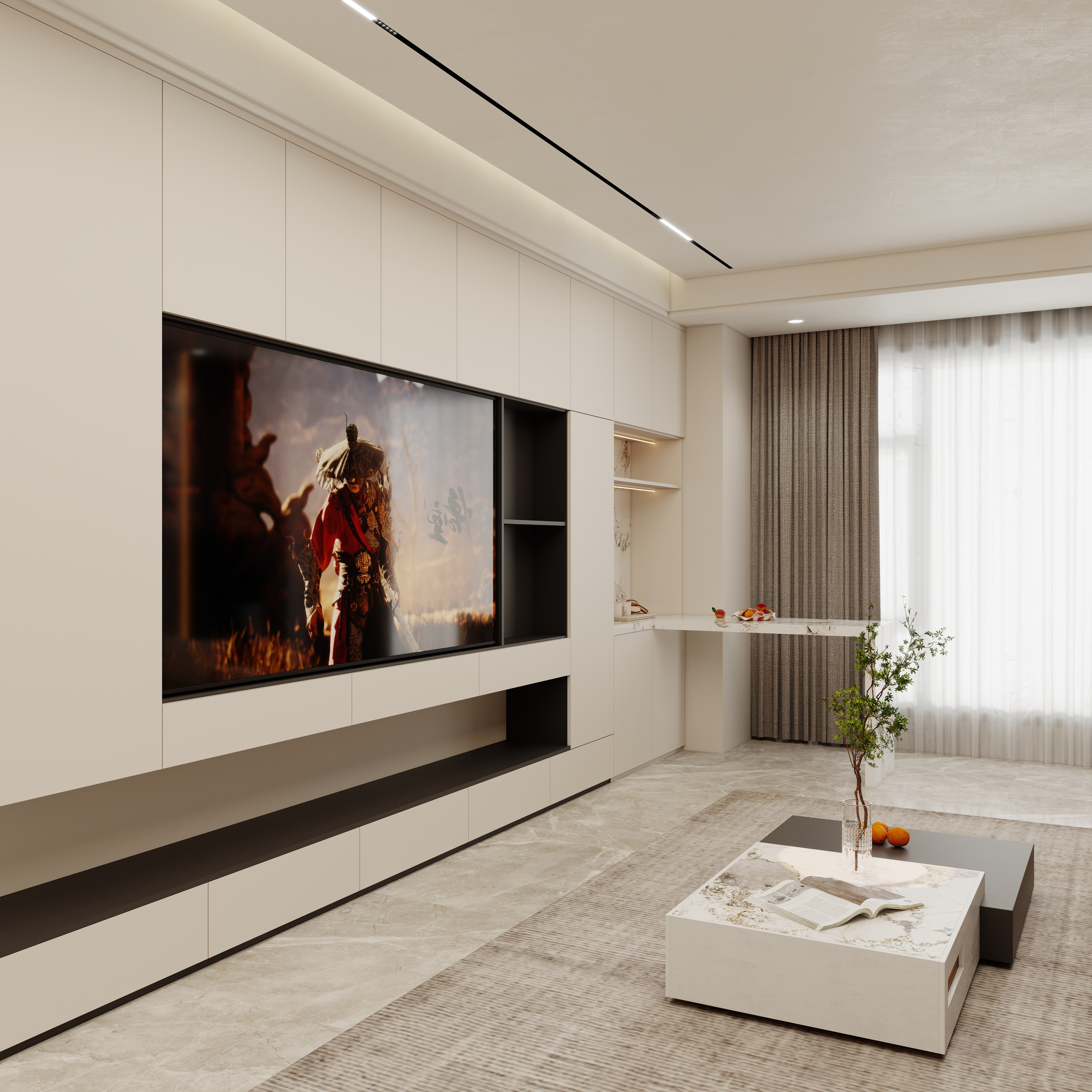 壹诺设计工作室-现代简约一层客厅装修效果图第1张