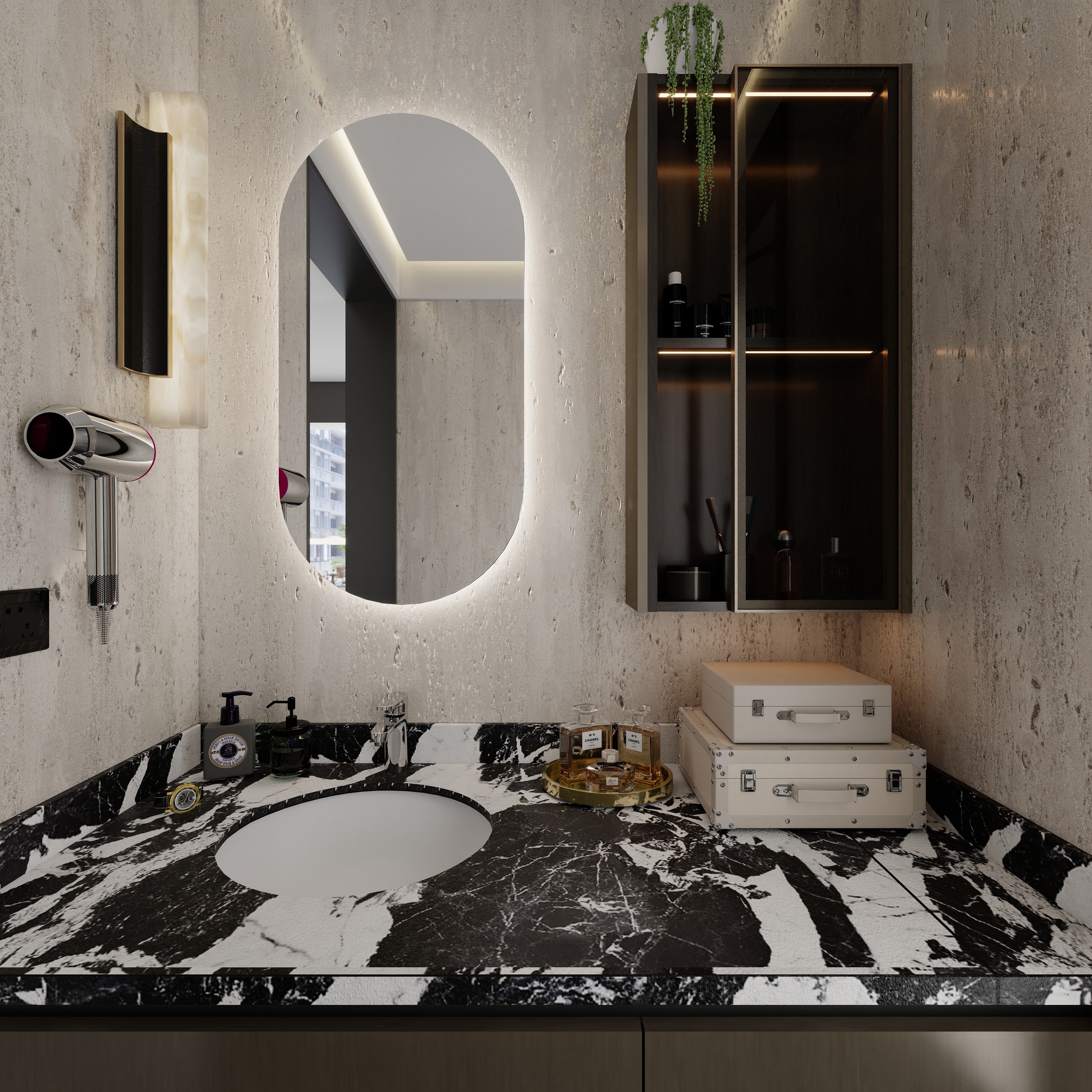 点点设计.-黑白极简·暗调浪漫一层干区装修效果图第3张