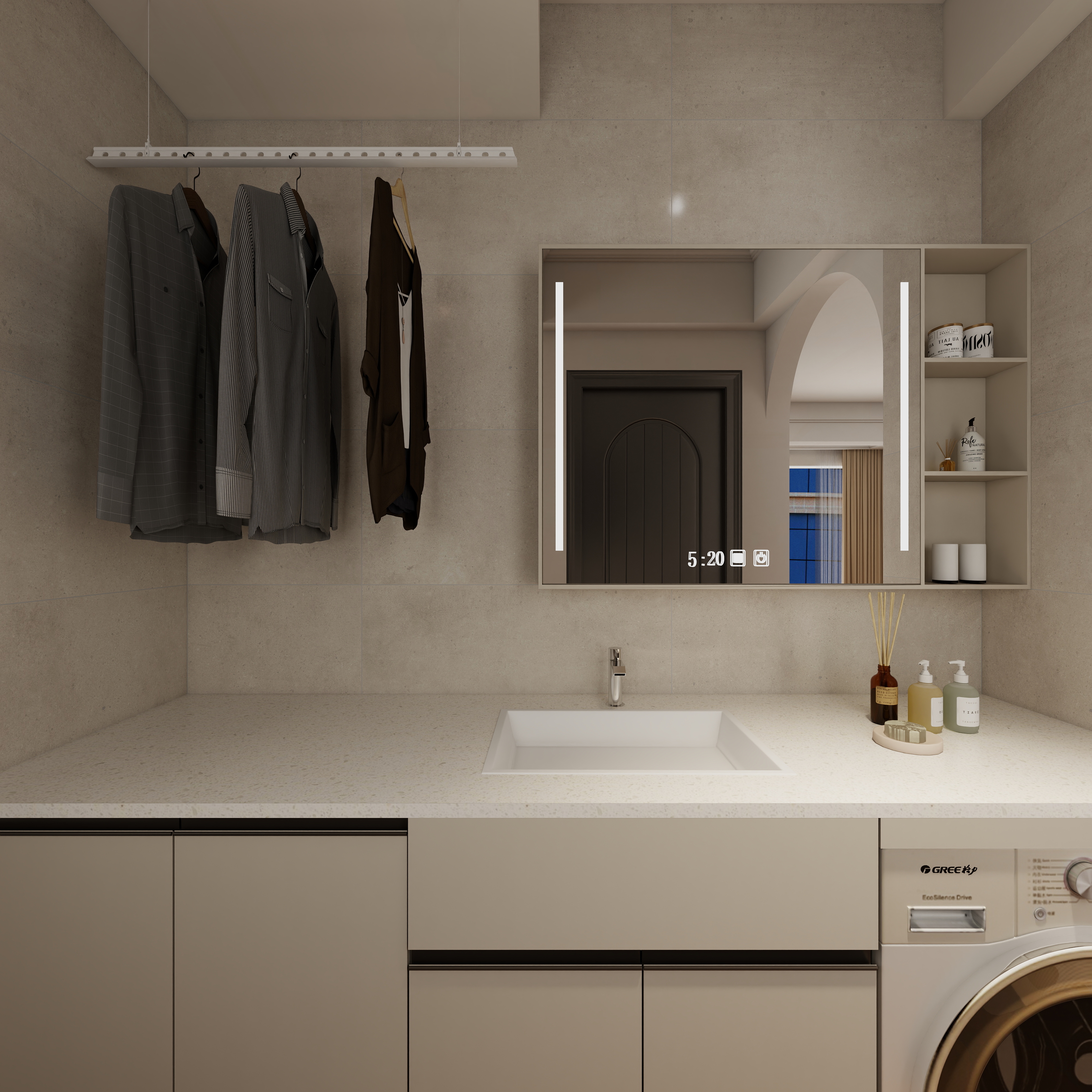 惠州装修找沫竹-惠州-山水芳邻-深古一层洗漱区装修效果图第3张