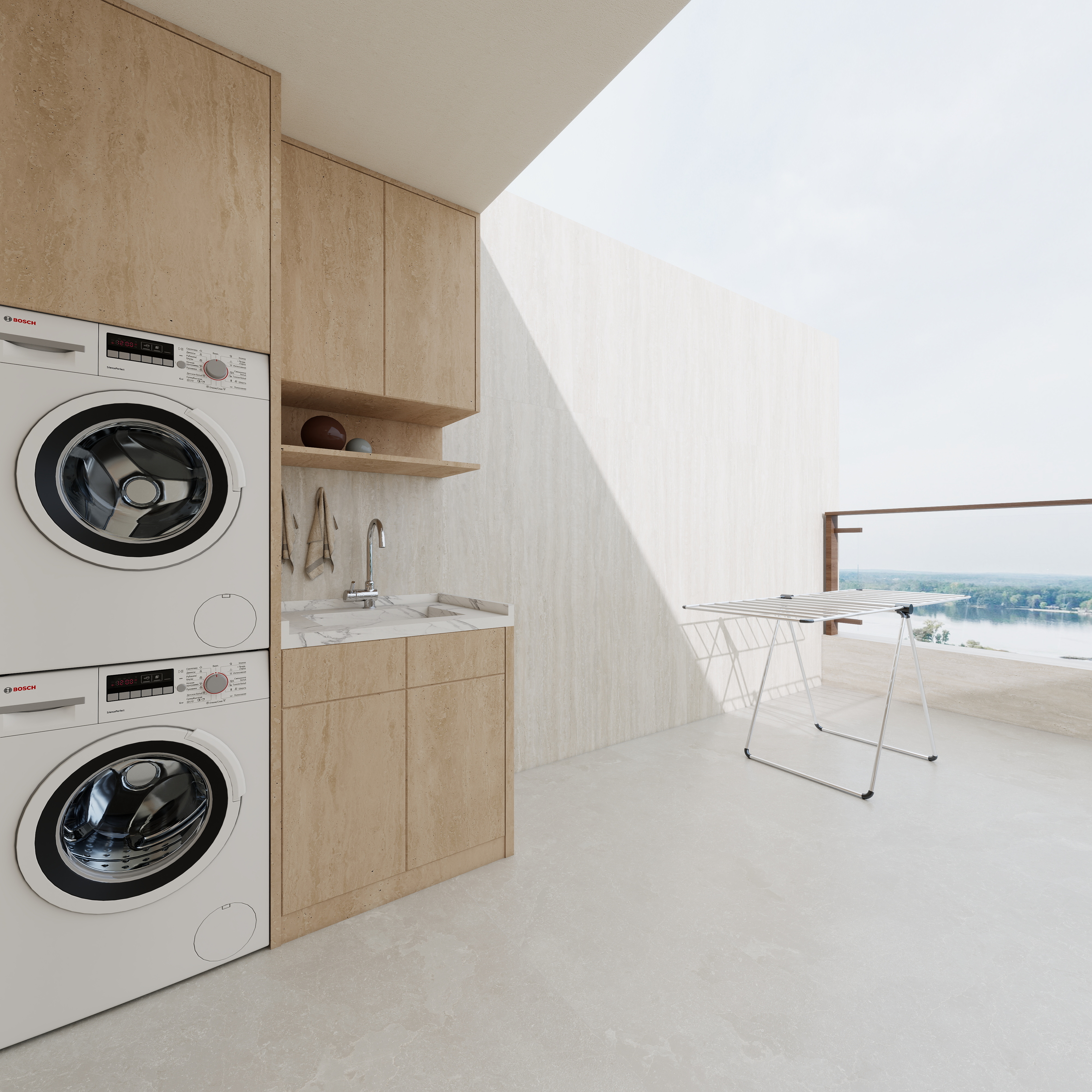 张煜强煜境设计-537平米简约宋氏中式自建别墅三层生活阳台装修效果图第3张