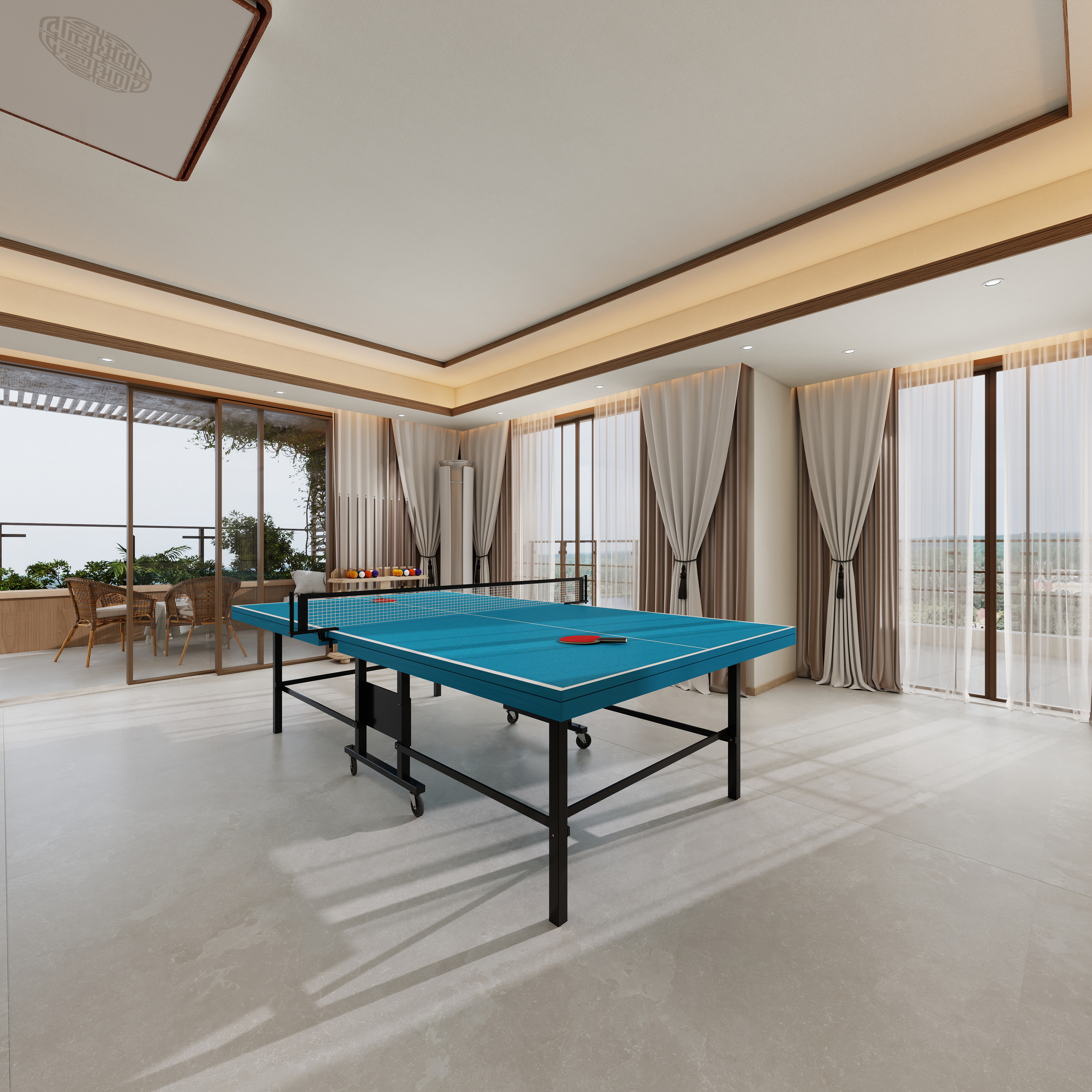 张煜强煜境设计-537平米简约宋氏中式自建别墅三层健身房装修效果图第5张