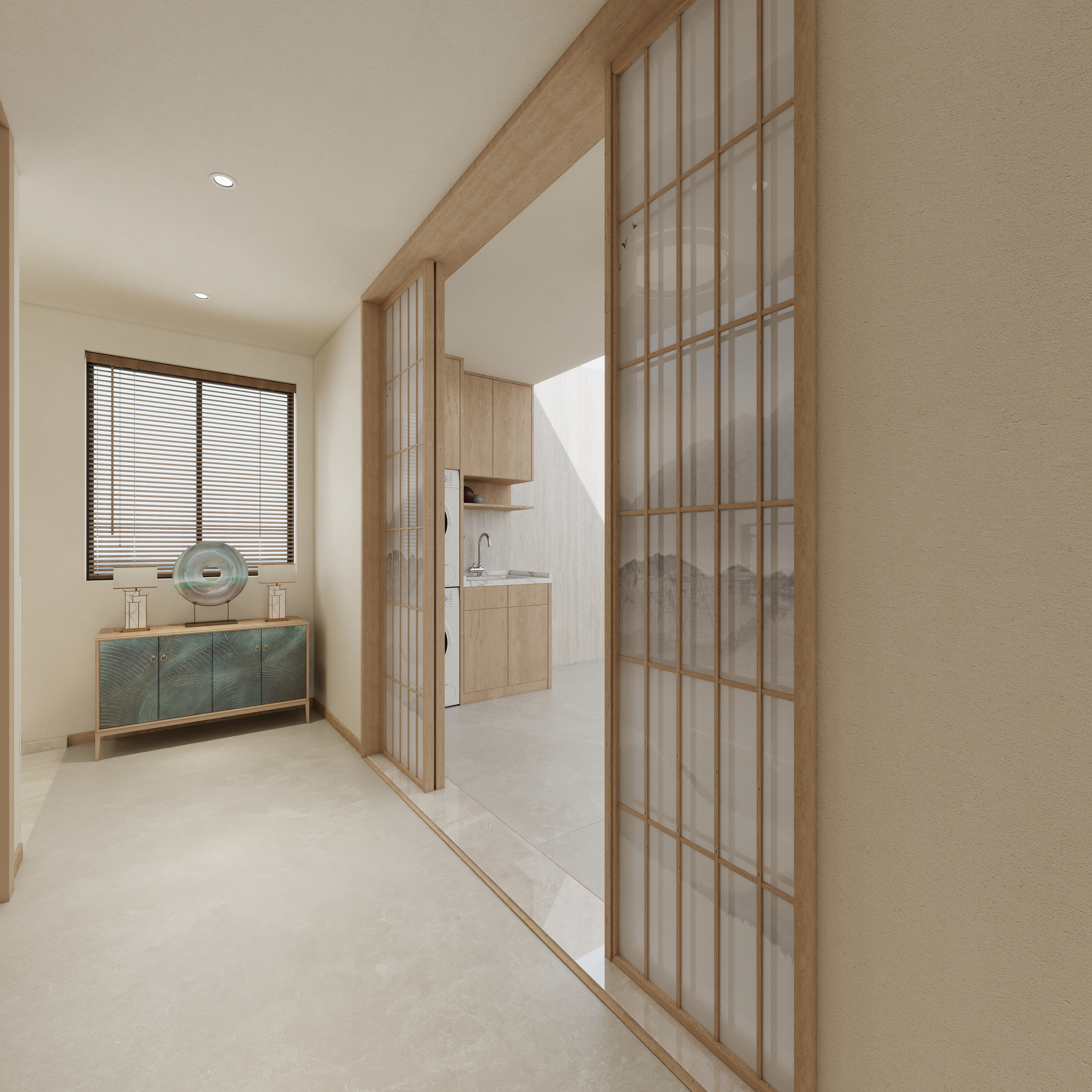 张煜强煜境设计-537平米简约宋氏中式自建别墅三层楼梯间装修效果图第3张