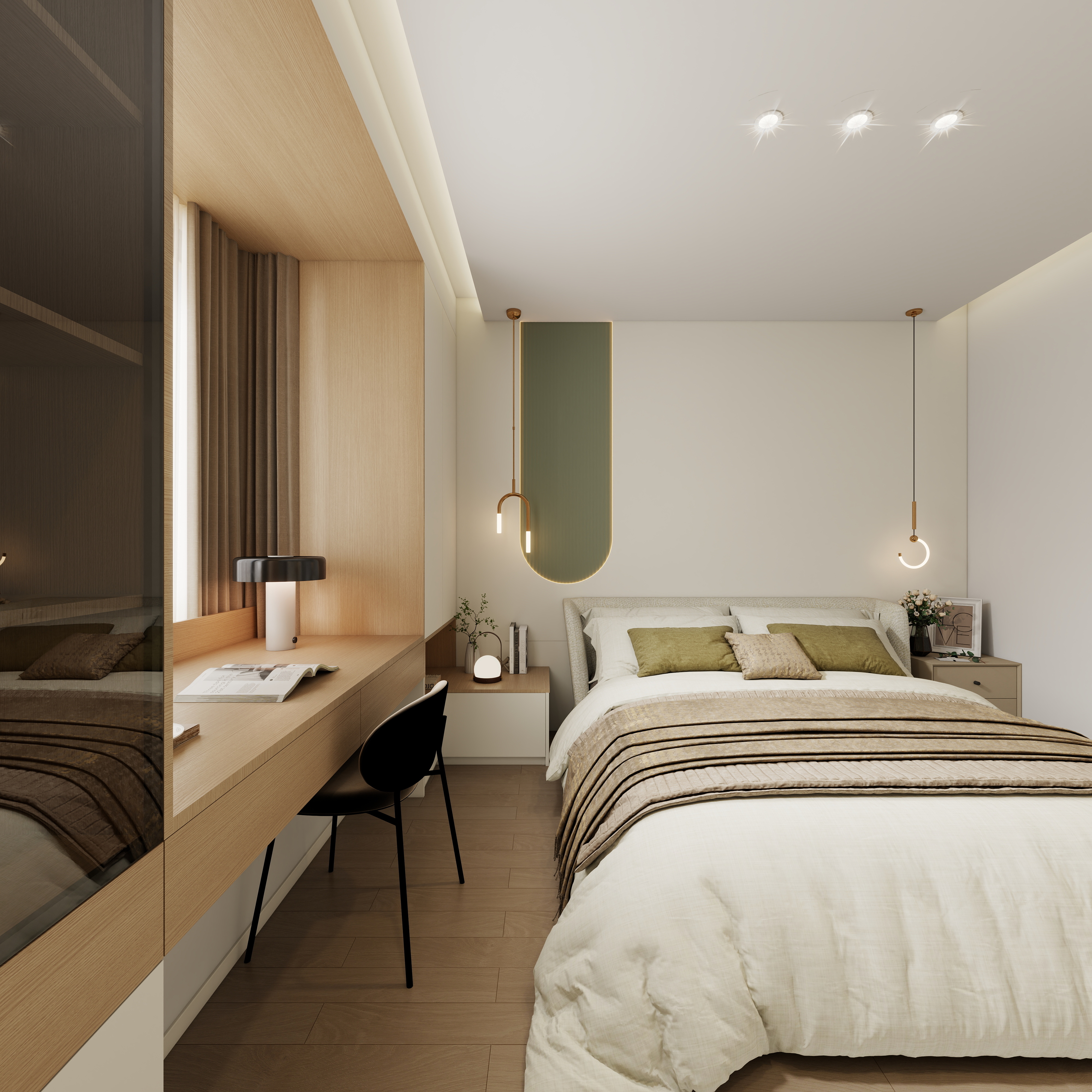 设计师珂源-凤凰花园-3期原木奶油127㎡2室一层主卧装修效果图第5张