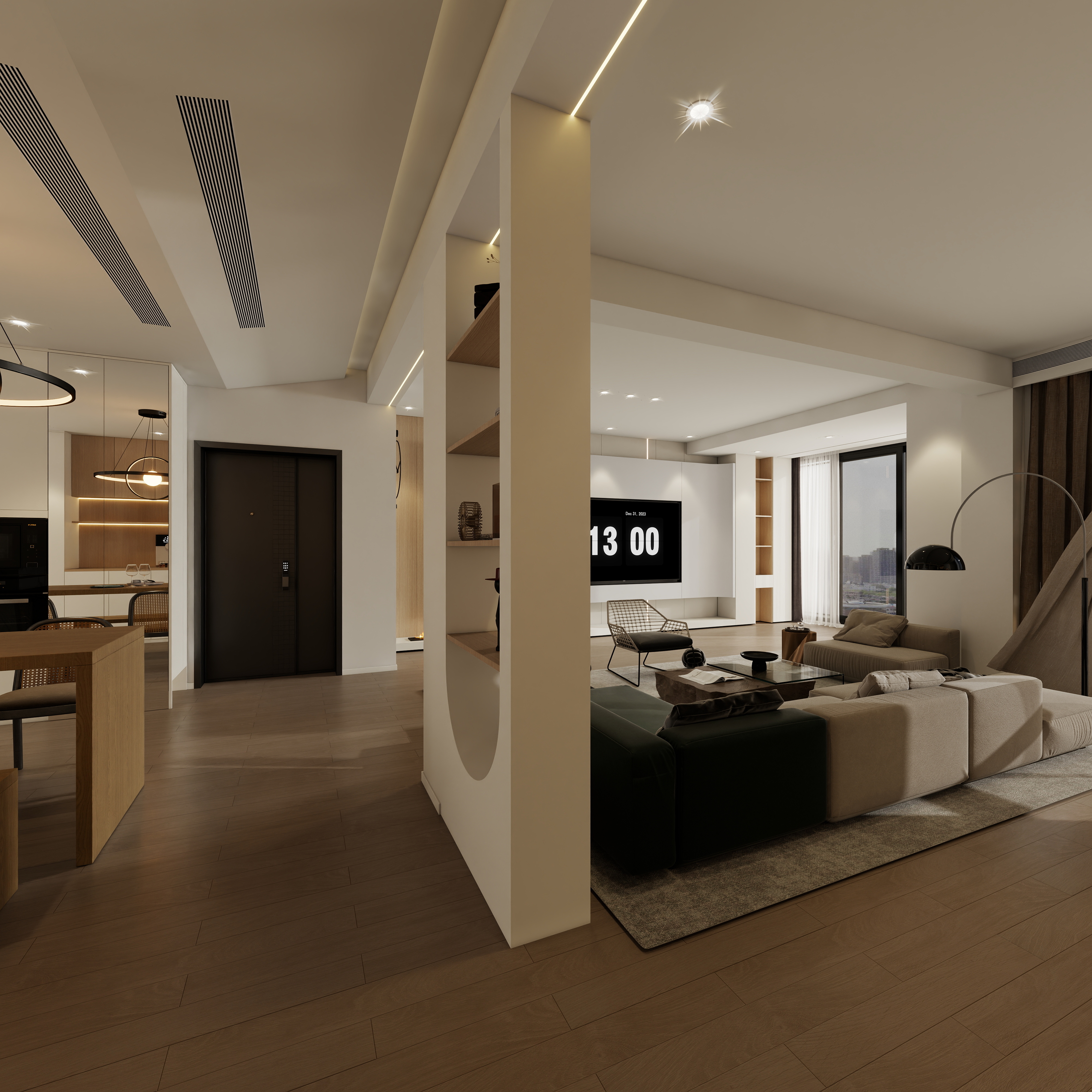 设计师珂源-凤凰花园-3期原木奶油127㎡2室一层客餐厅装修效果图第5张