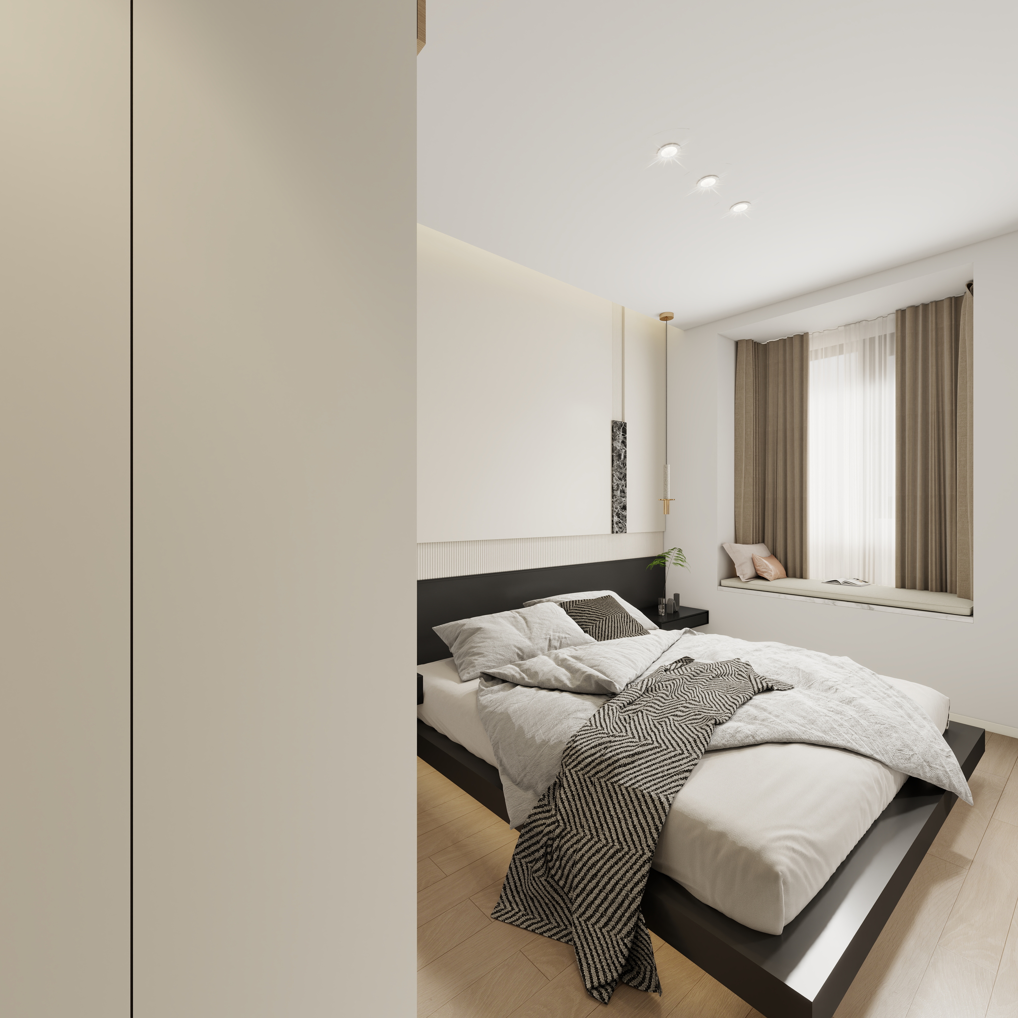 设计师珂源-凤凰花园-3期原木奶油127㎡2室一层次卧装修效果图第5张