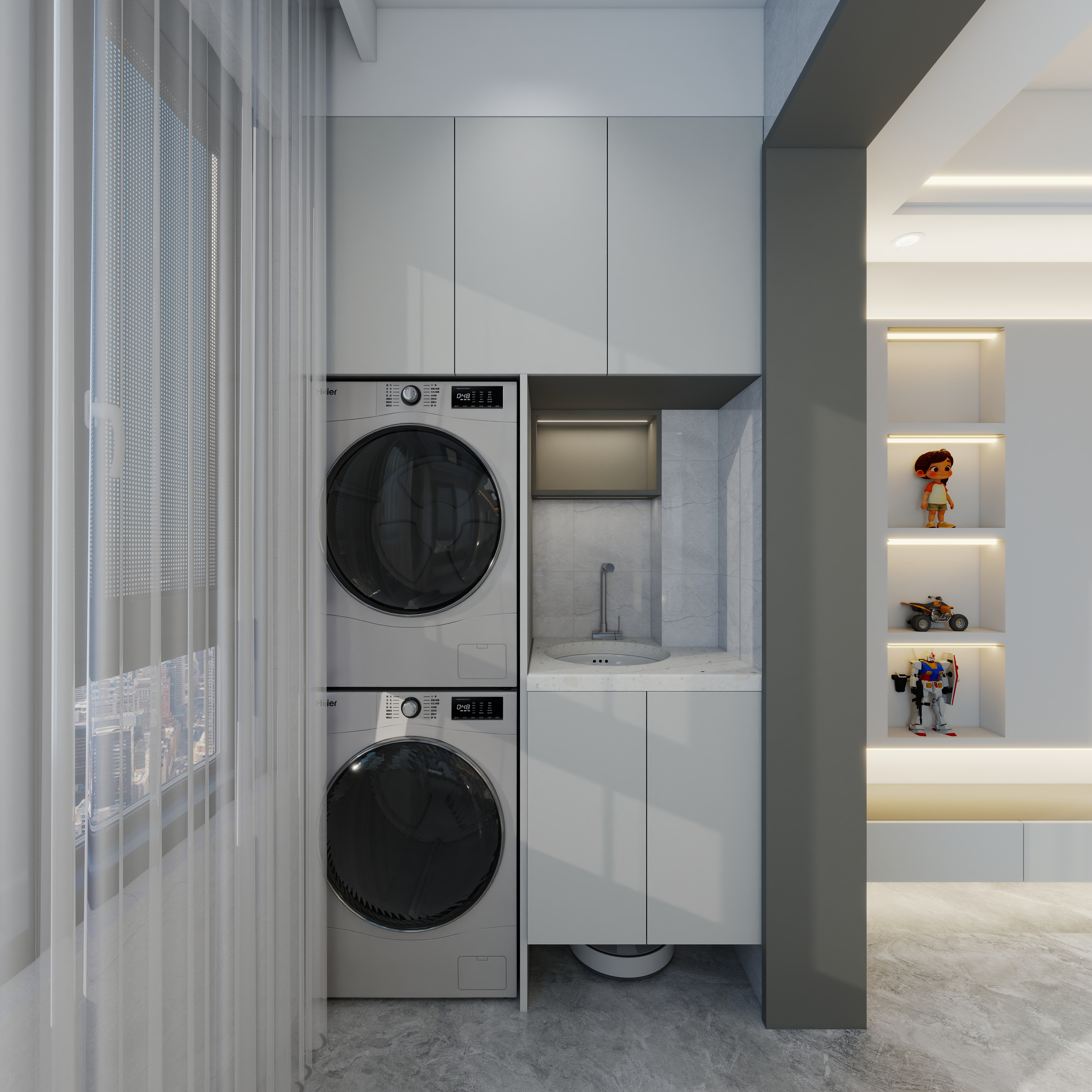 设计田工-奓山四期B区120现代轻奢一层阳台装修效果图第3张