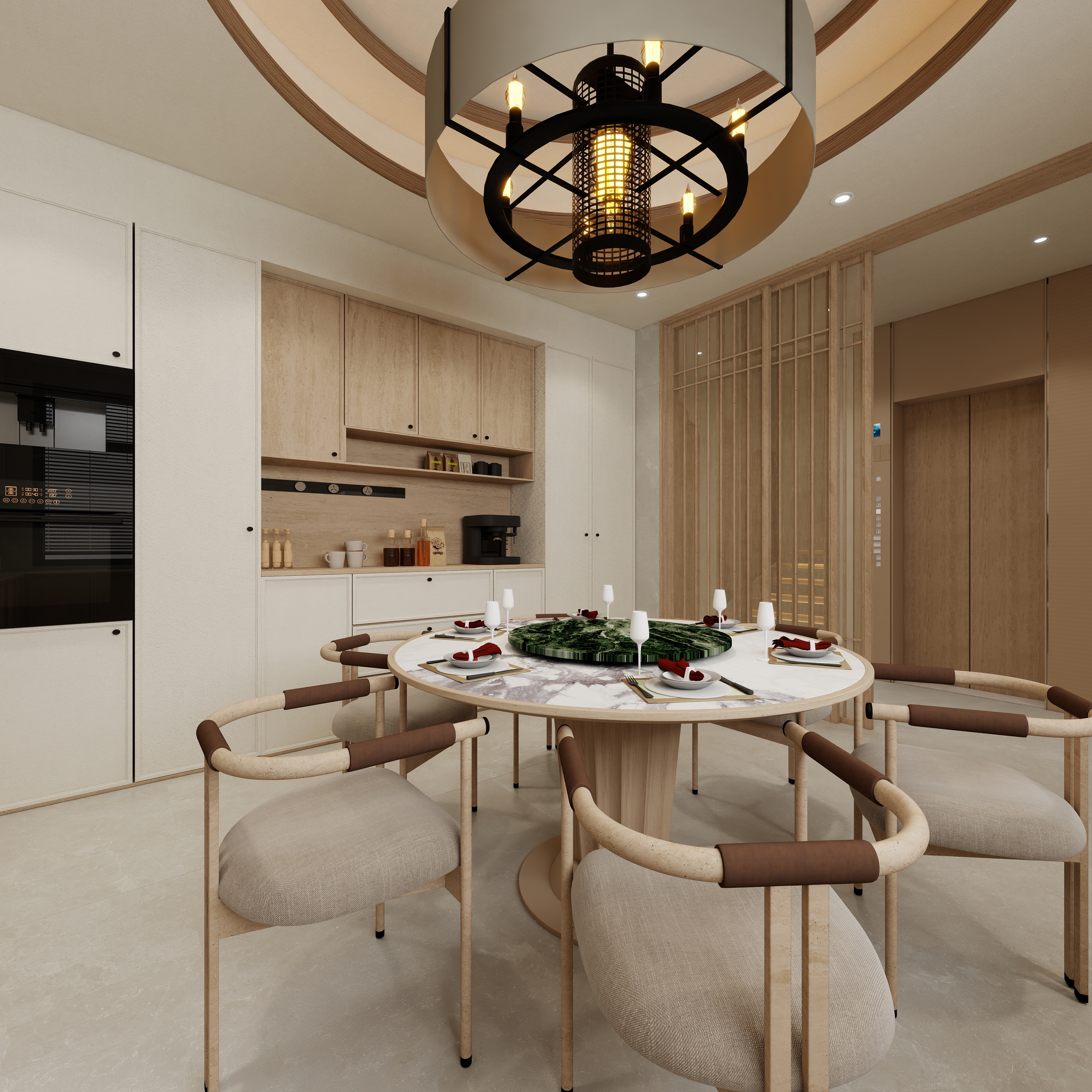 张煜强煜境设计-537平米简约宋氏中式自建别墅一层厨房装修效果图第5张