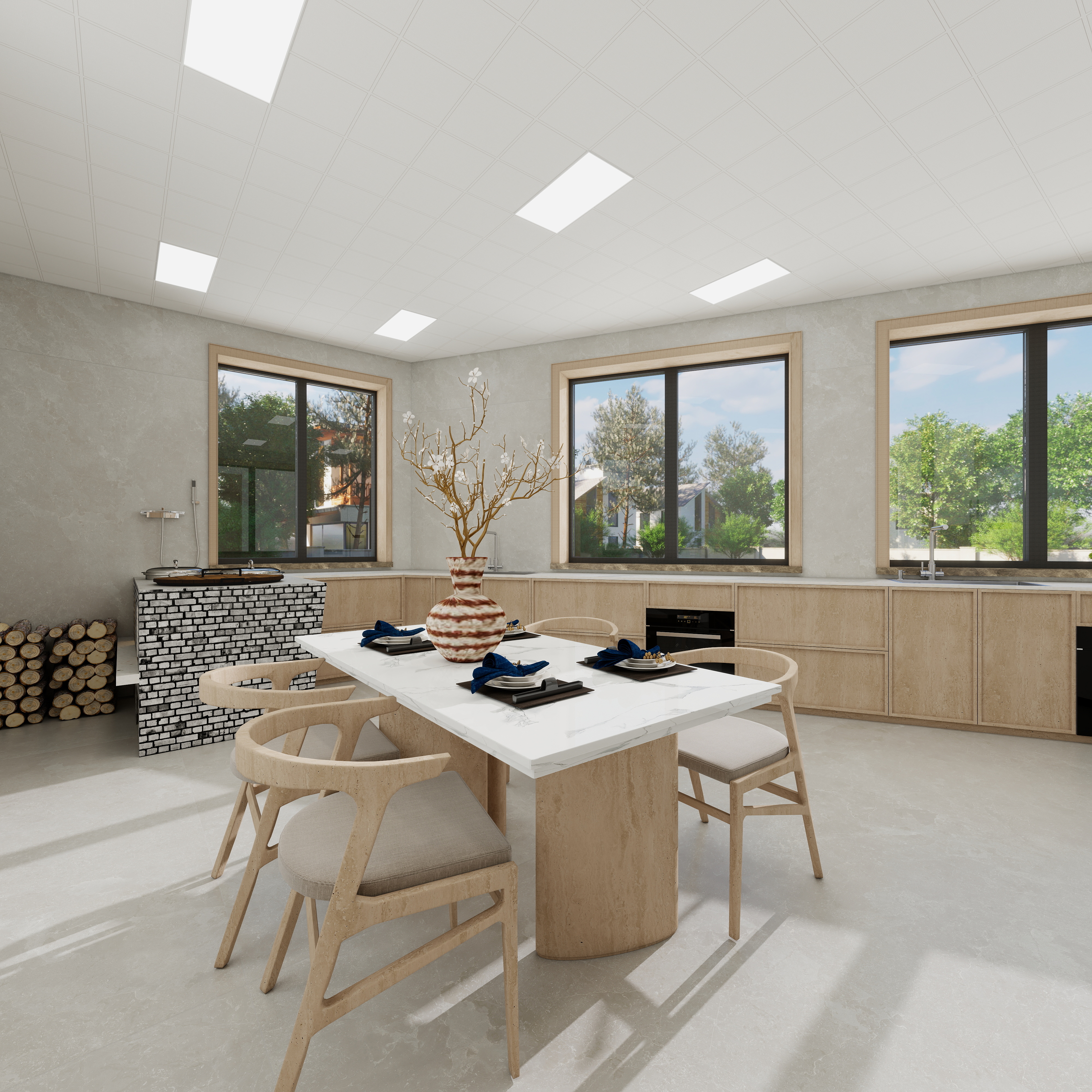 张煜强煜境设计-537平米简约宋氏中式自建别墅一层餐厅装修效果图第3张