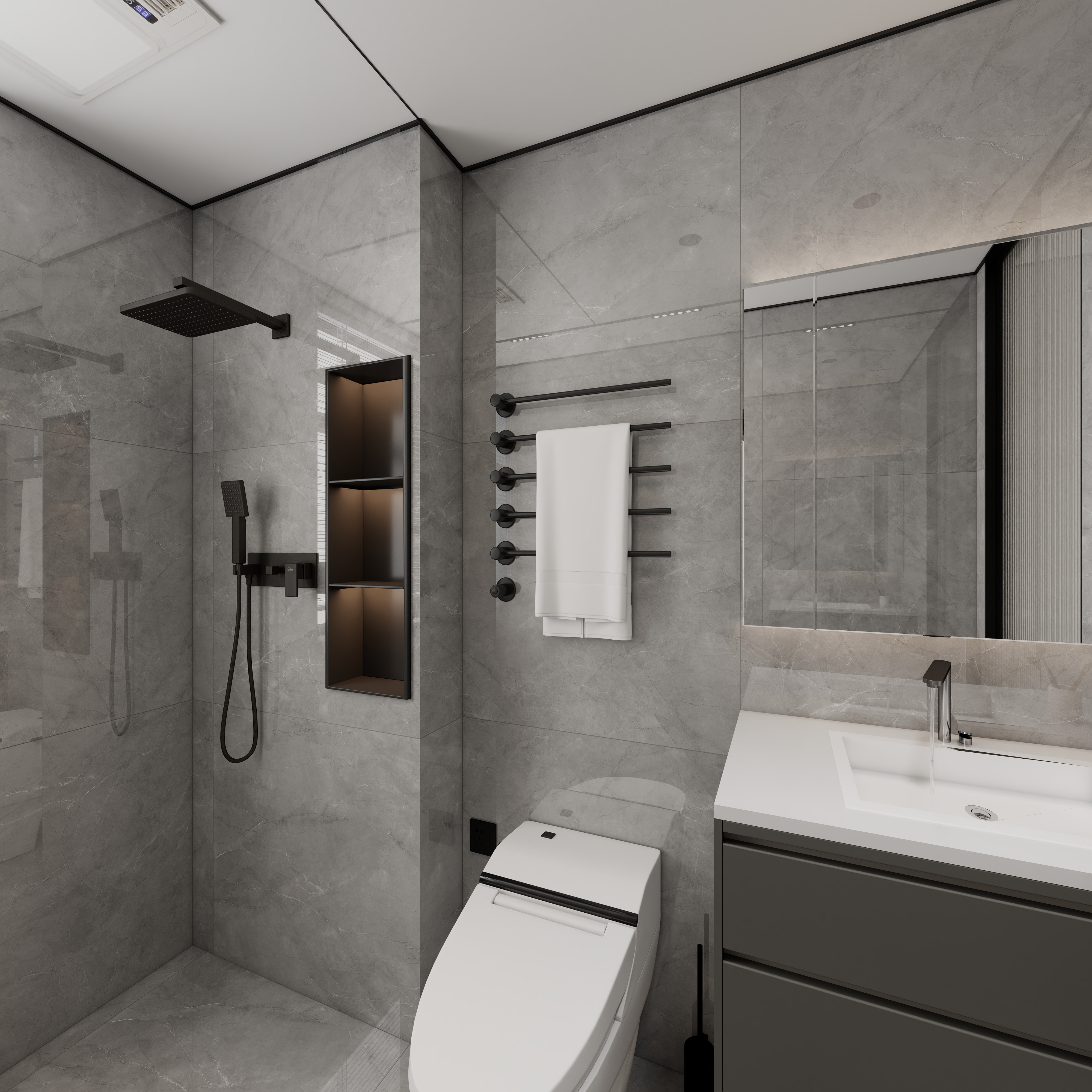 拾年设计李冰-旭辉尊府2一层主卫装修效果图第3张