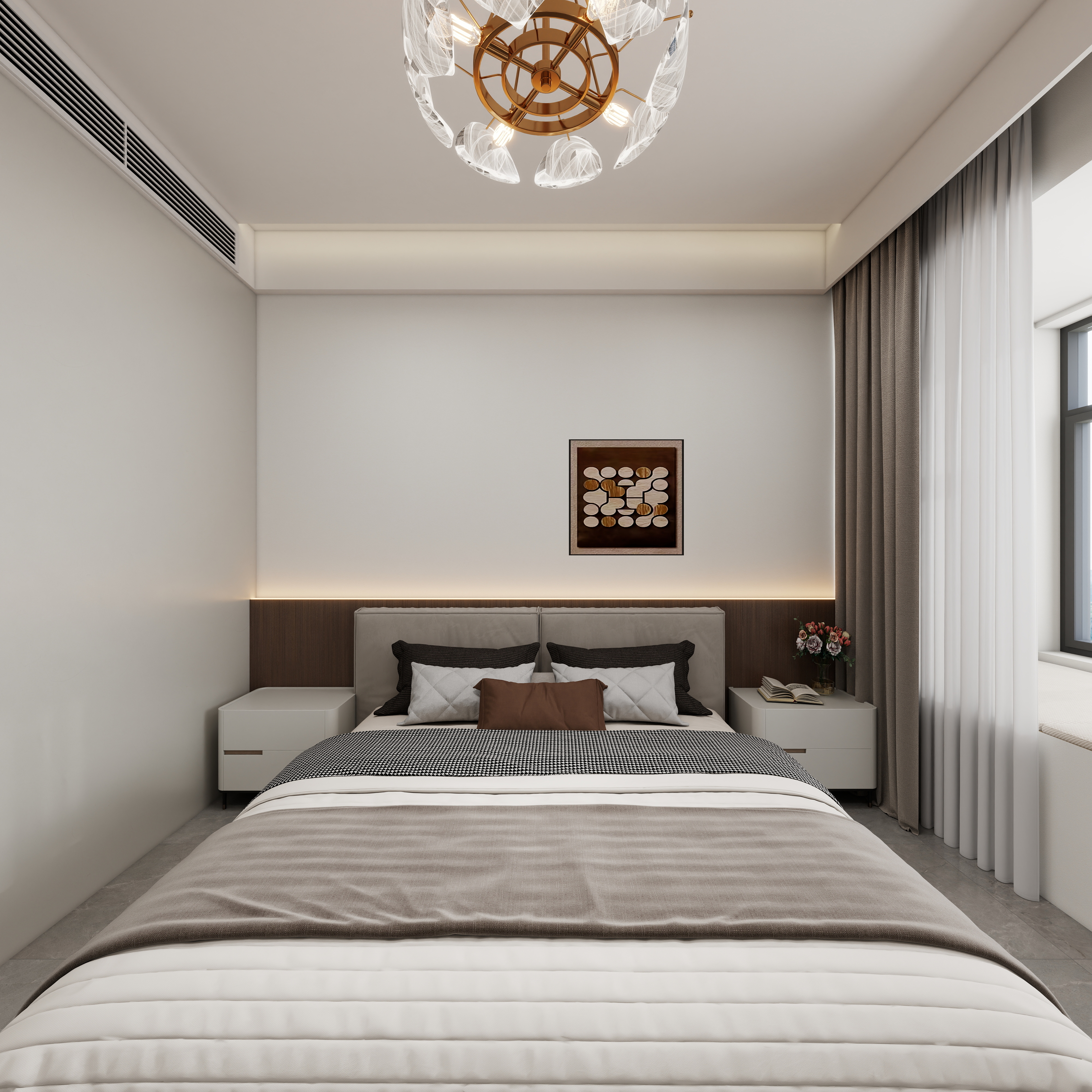 拾年设计李冰-旭辉尊府2一层主卧装修效果图第4张