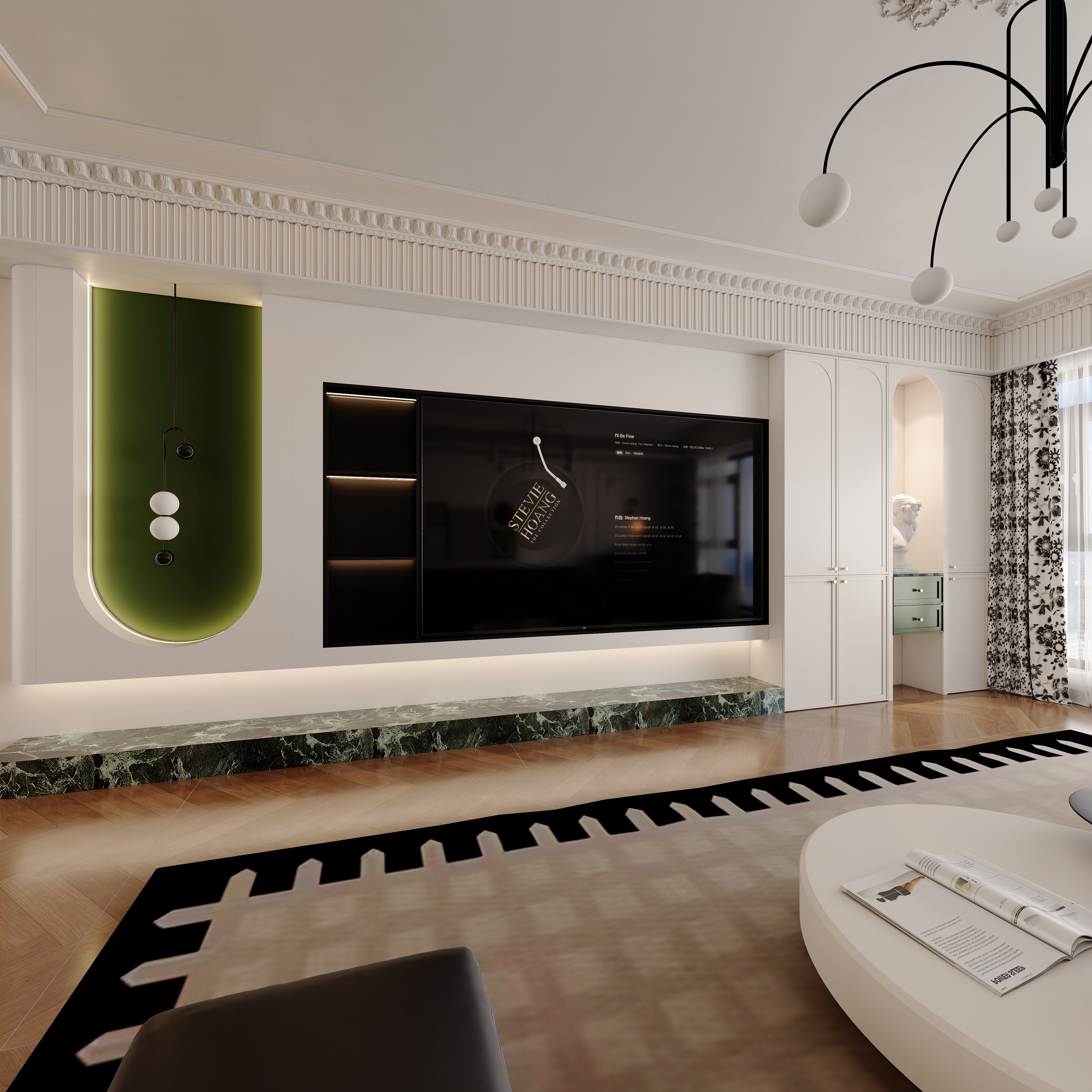 YY.洛洛-法式 146㎡  三室 一层客厅装修效果图第5张