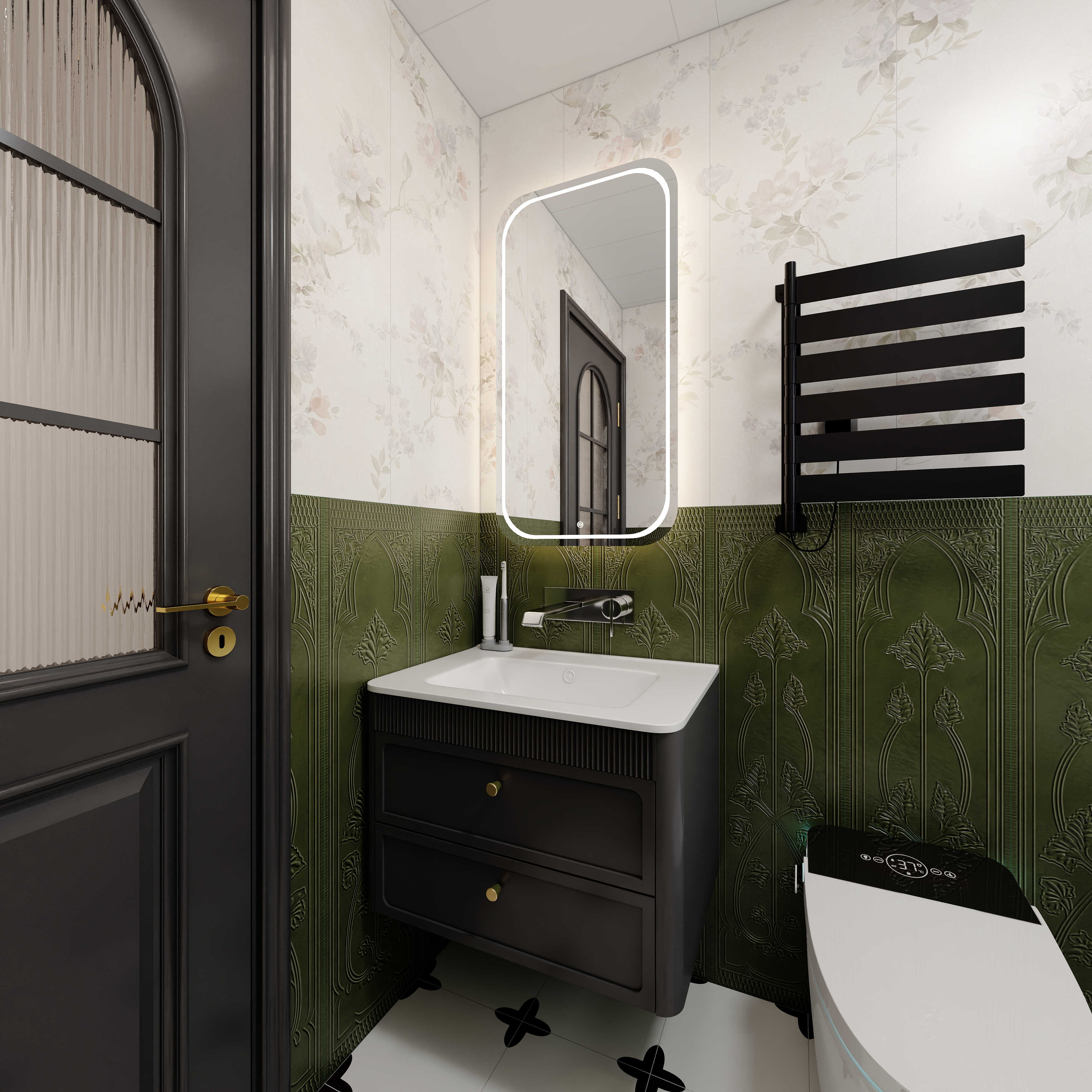 YY.洛洛-法式 146㎡  三室 一层主卫装修效果图第3张