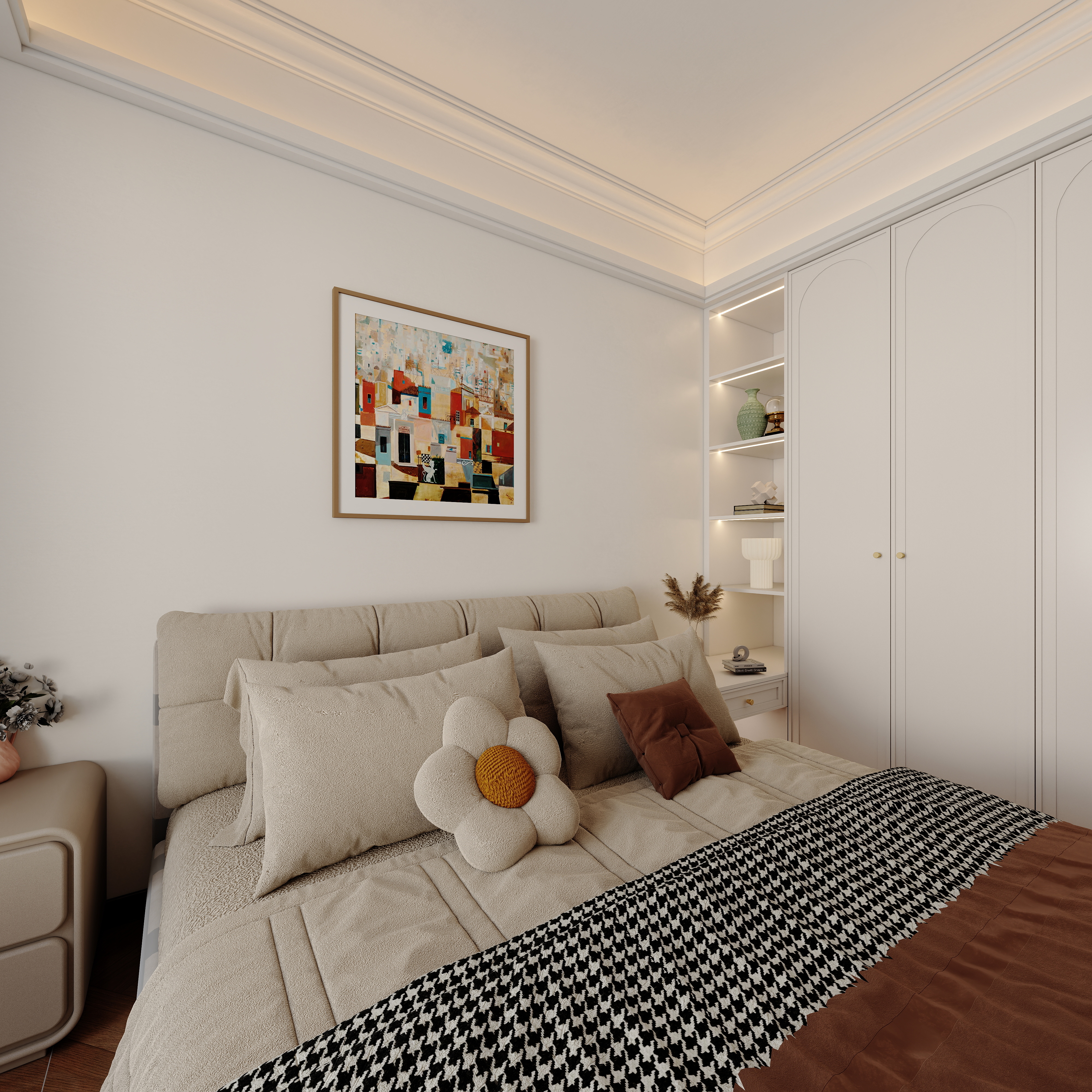 YY.洛洛-法式 146㎡  三室 一层次卧装修效果图第3张