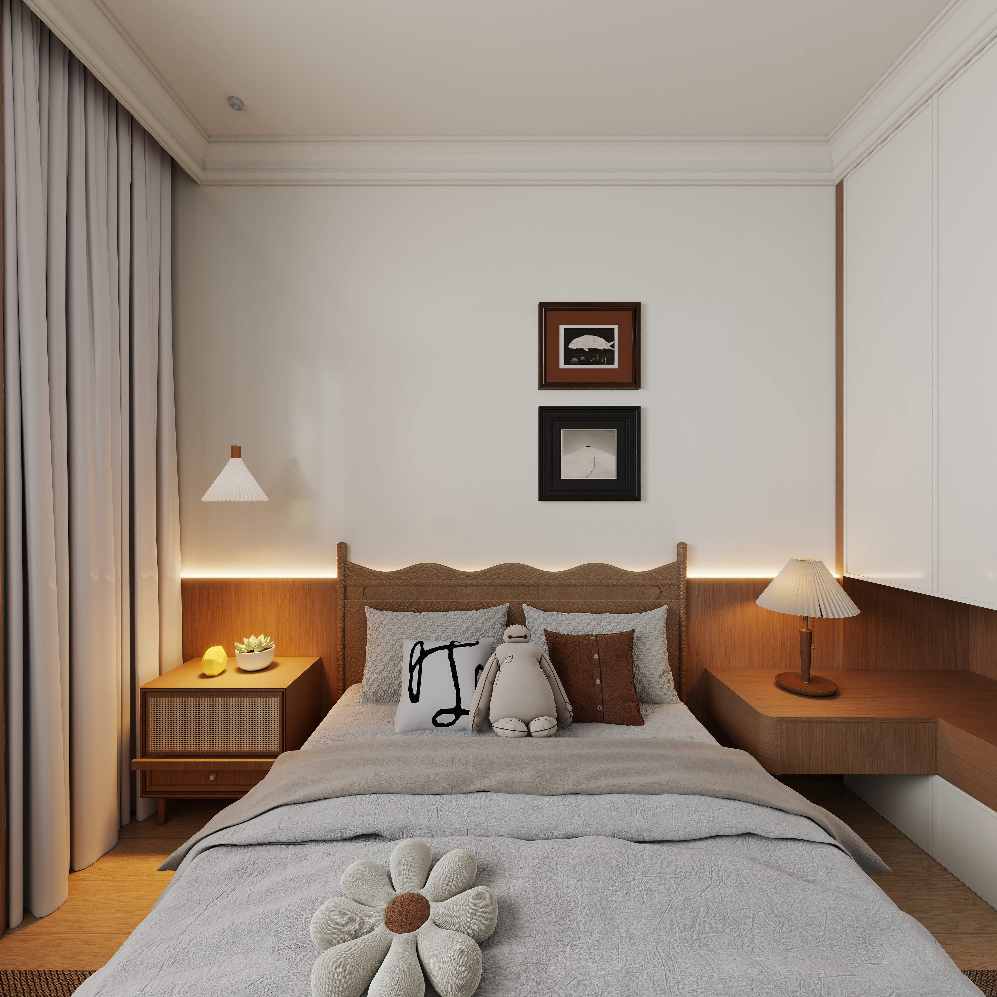 艺雅丽-72平原木风一层主卧装修效果图第3张