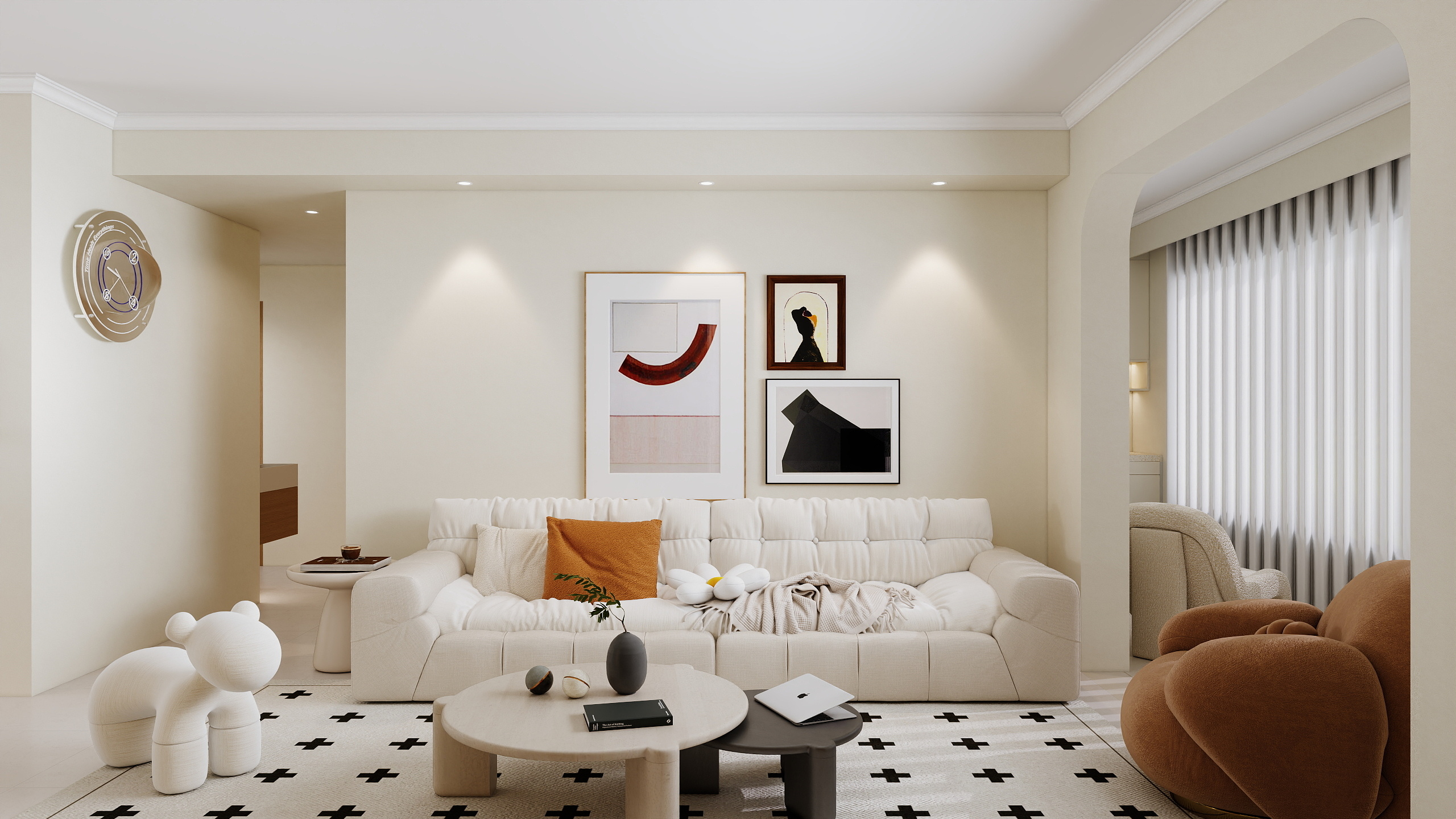 李青越-110平奶油三居室装修效果图