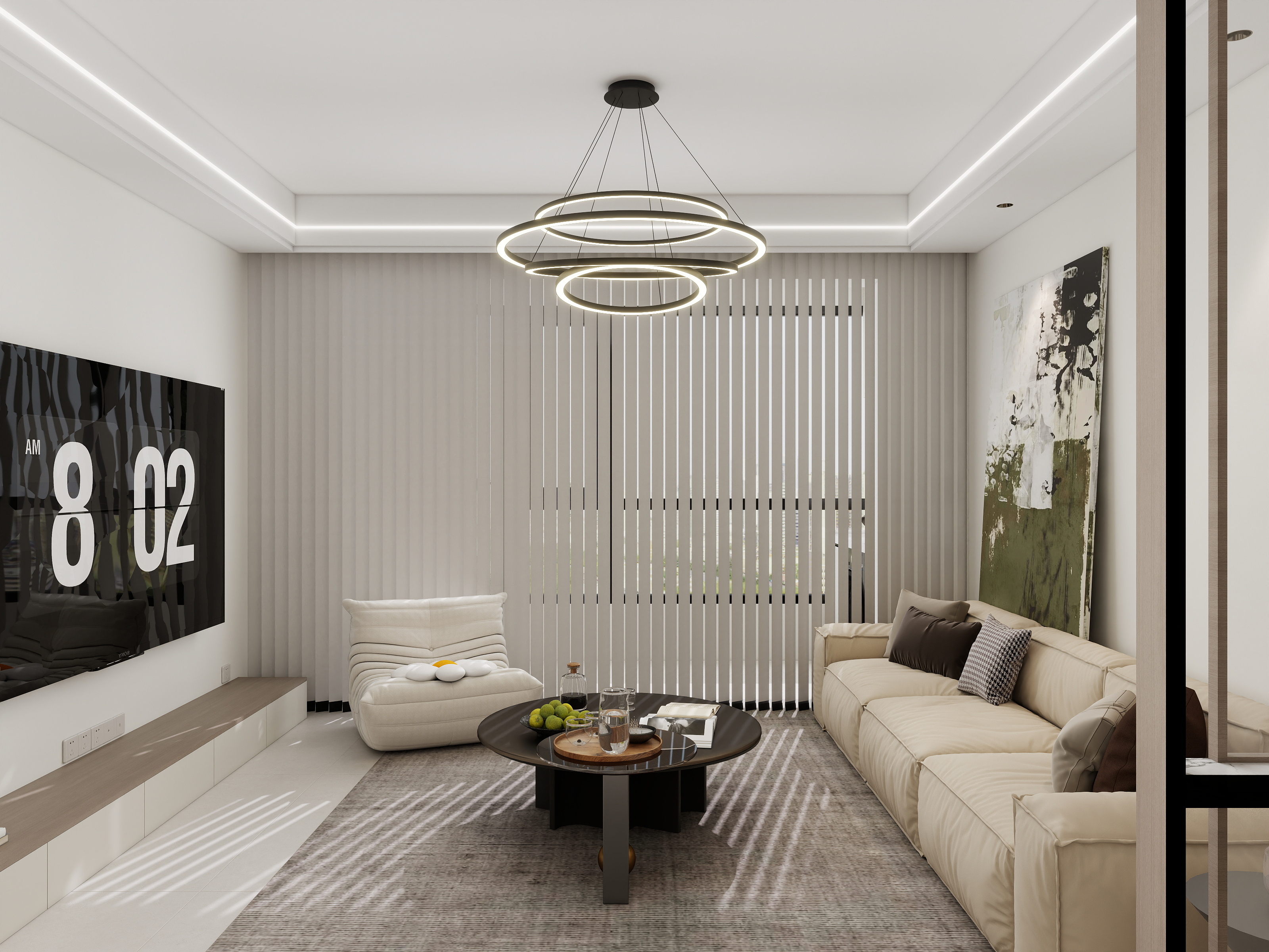 李青越-101平现代简约三居室装修效果图