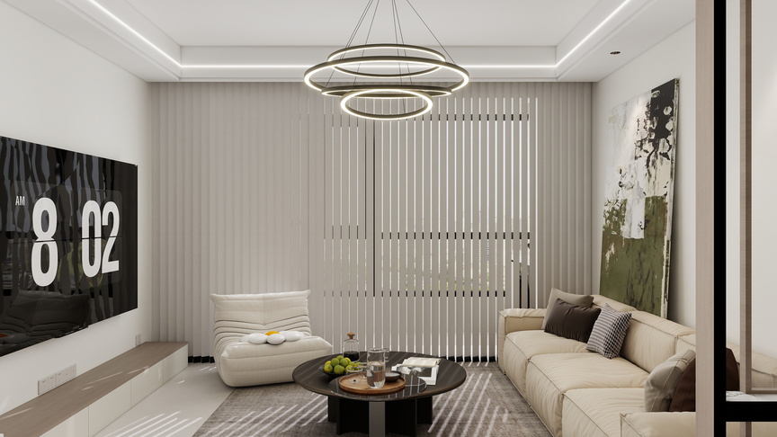 李青越-101平现代简约三居室装修效果图