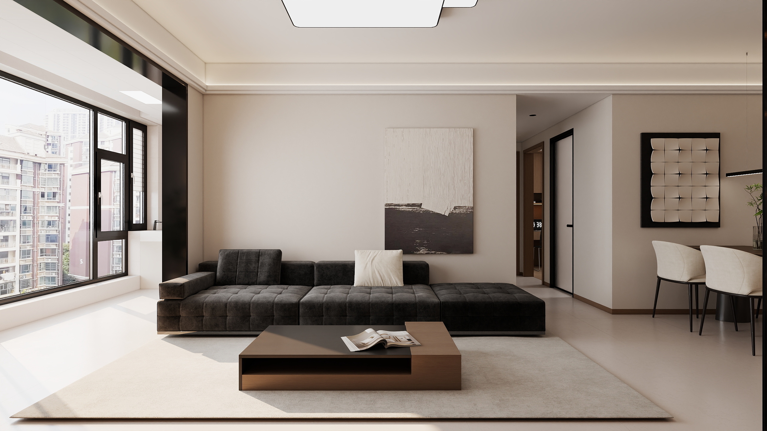 李青越-101平米现代风格三居室装修效果图