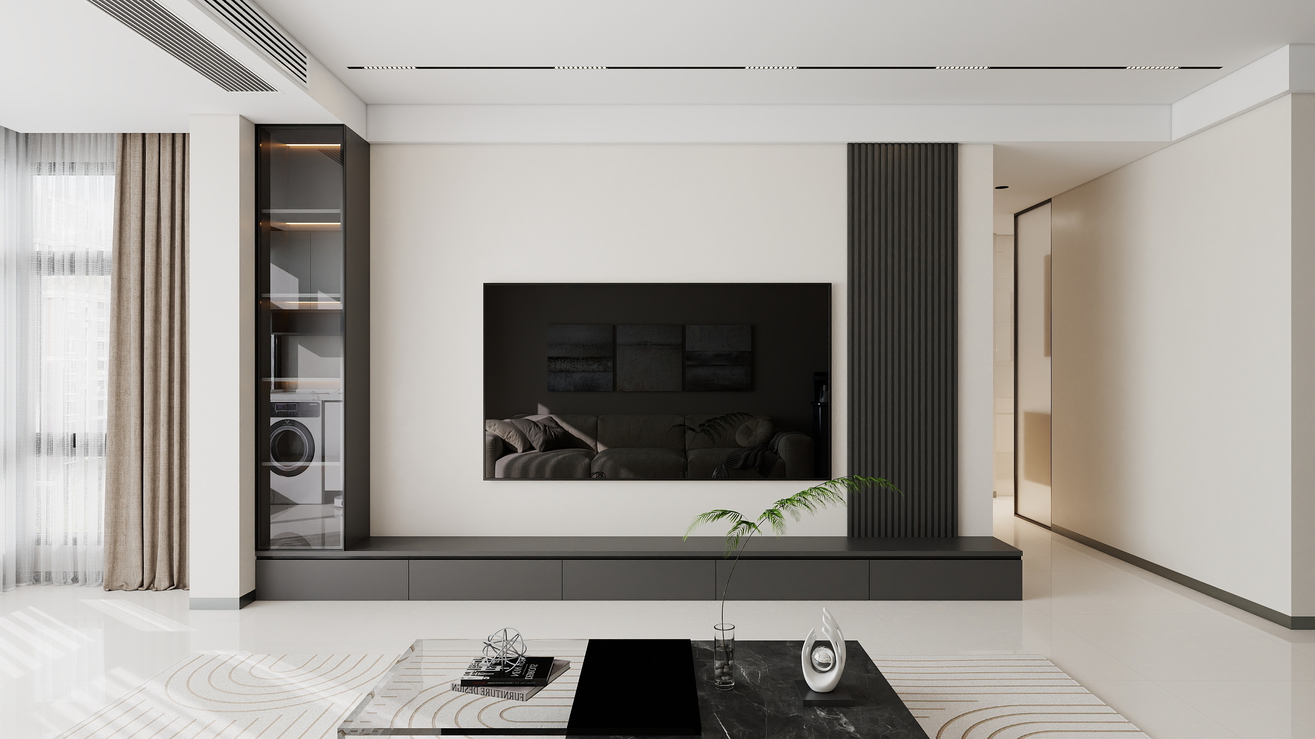 李青越-96平三室现代风格装修效果图