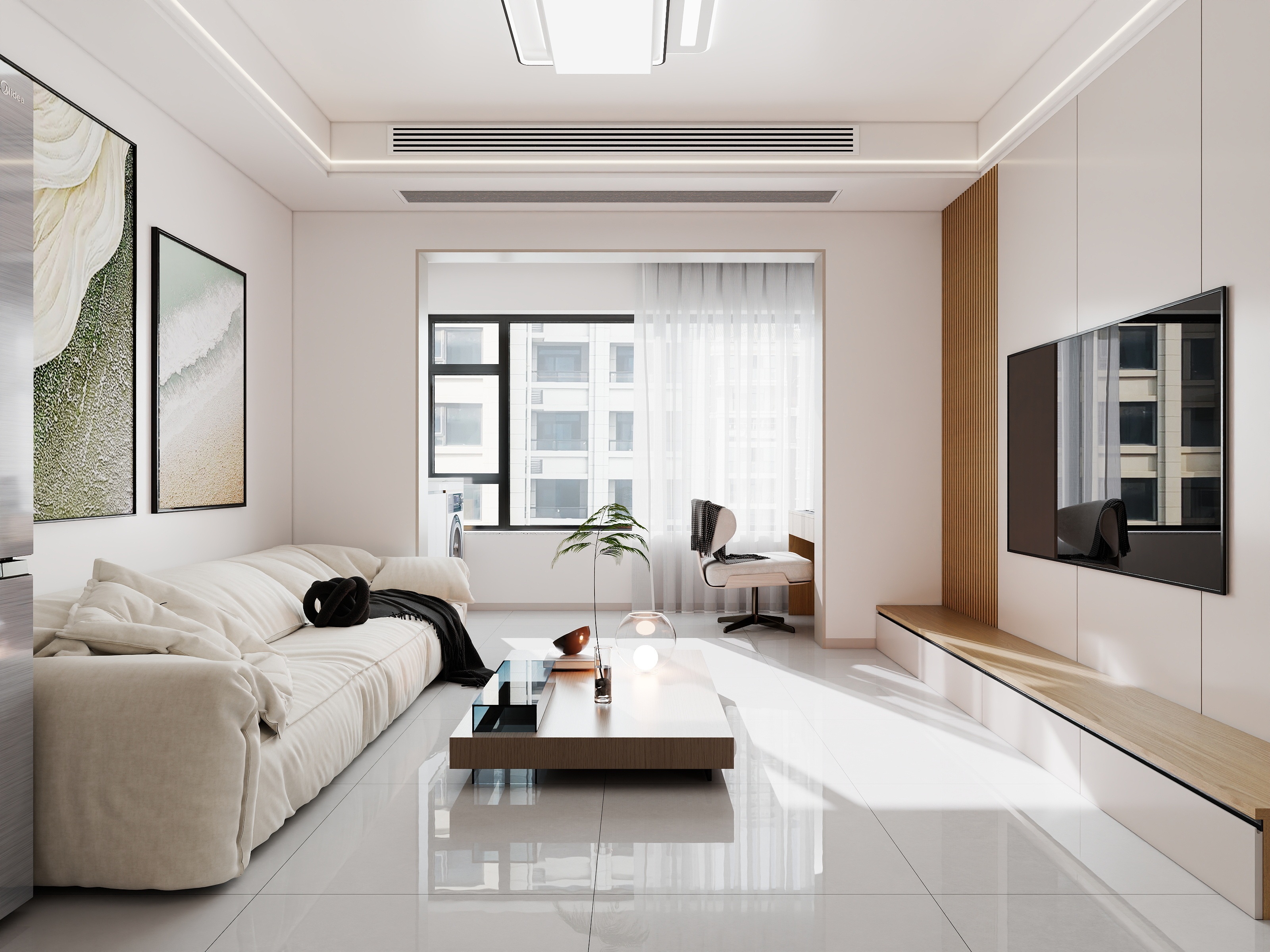 李青越-100平米原木风格三居室装修效果图