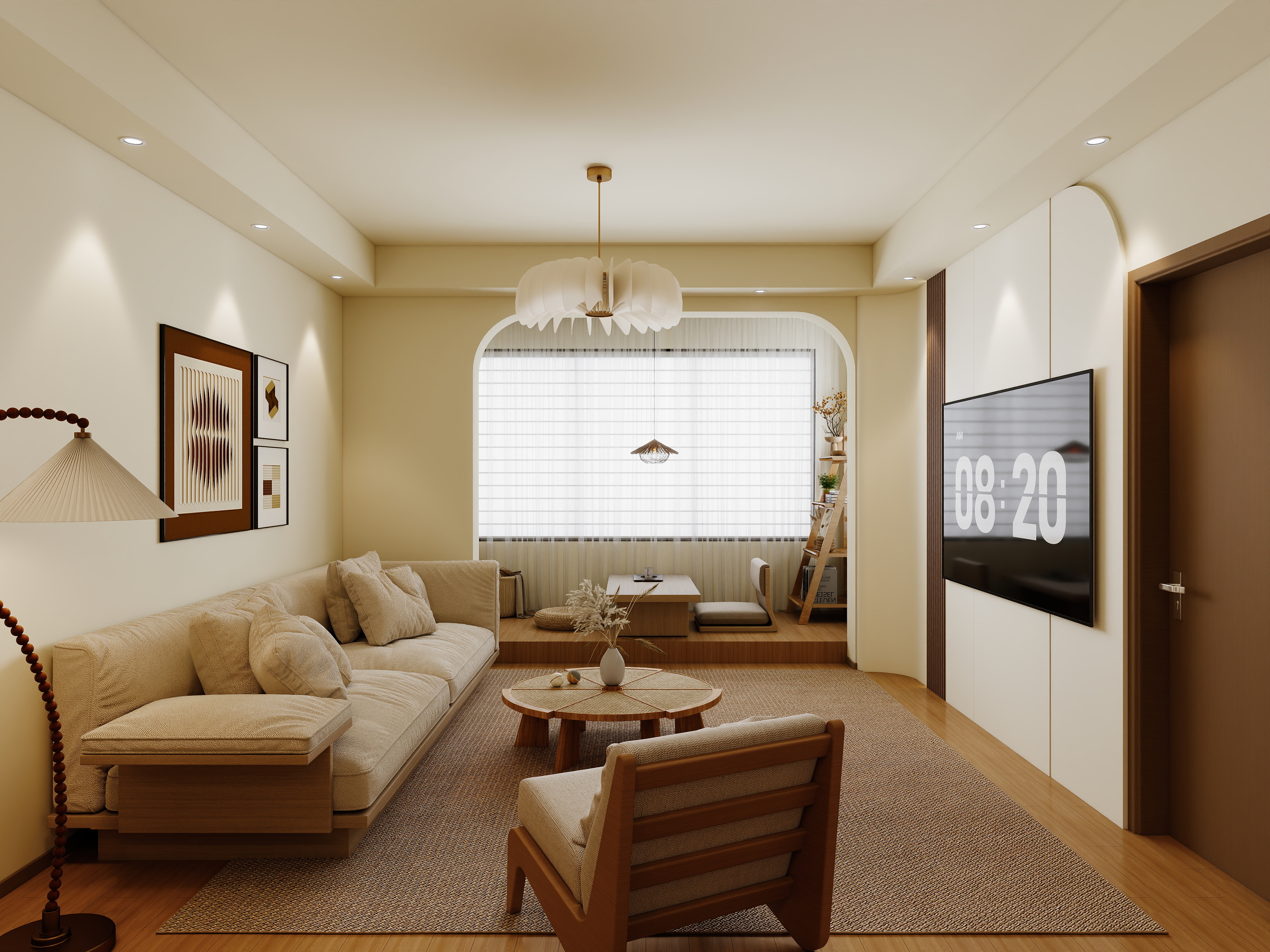 李青越-110平原木三居室装修效果图