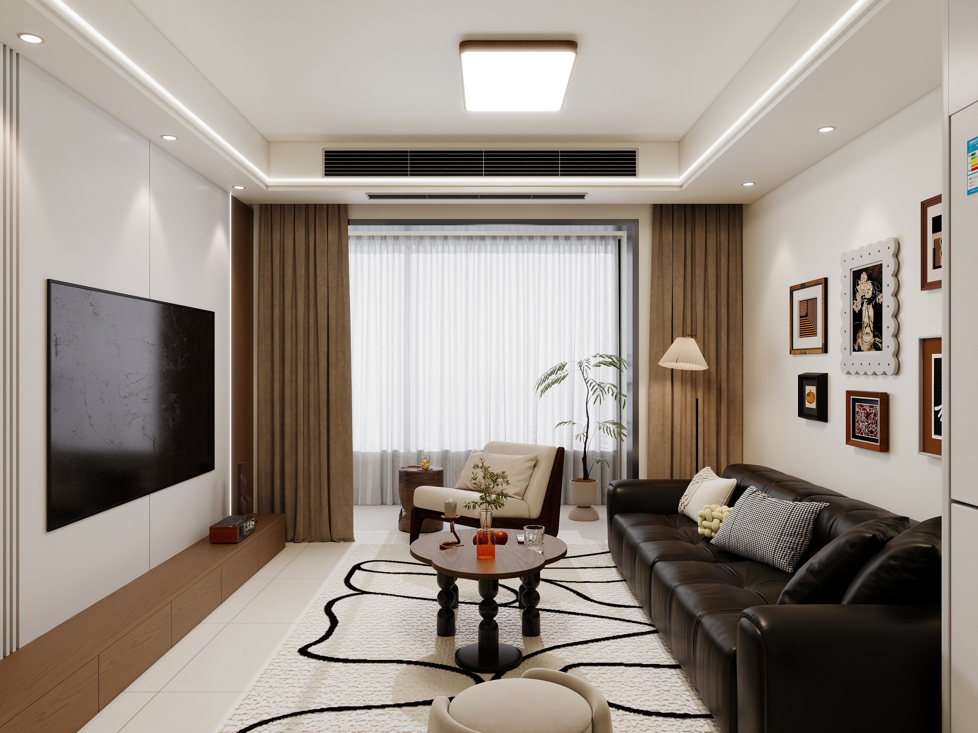 李青越-111平现代中古三居室装修效果图