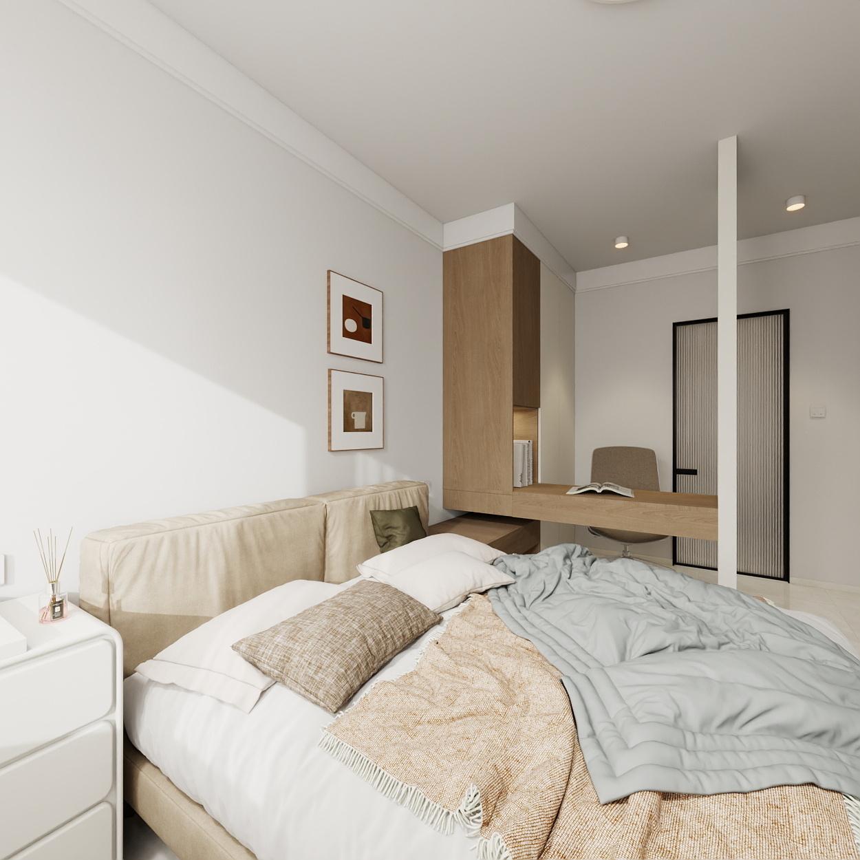 设计师珂源-美联奥公馆奶油112㎡3室一层主卧装修效果图第5张