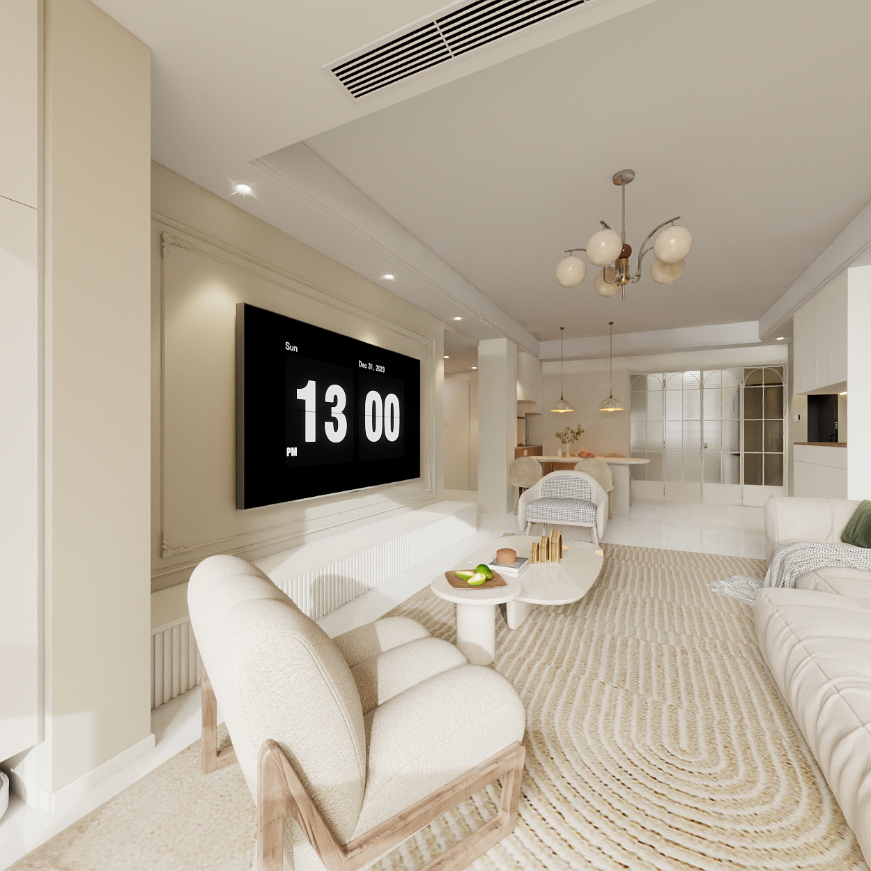 设计师珂源-美联奥公馆奶油112㎡3室一层阳台装修效果图第3张