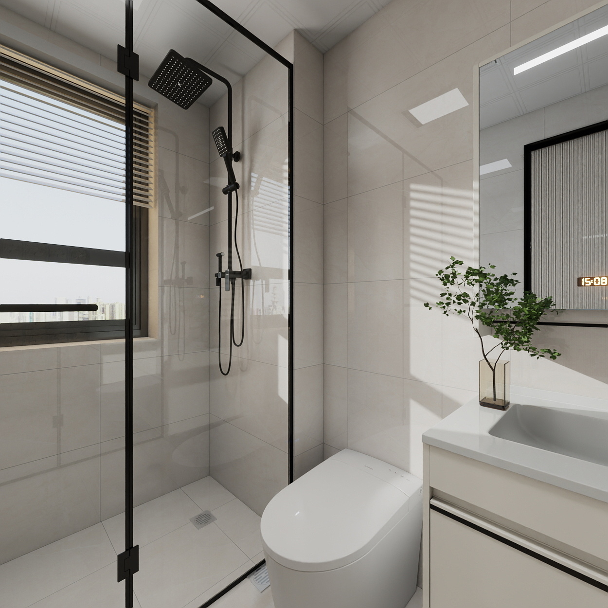 设计师珂源-美联奥公馆奶油112㎡3室一层主卫装修效果图第3张