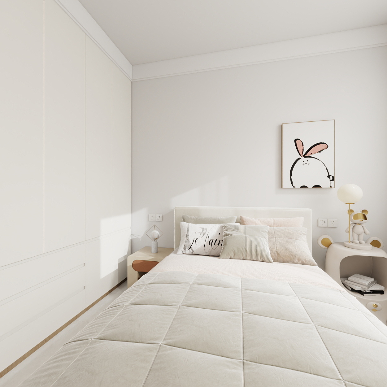 设计师珂源-美联奥公馆奶油112㎡3室一层儿童房装修效果图第3张