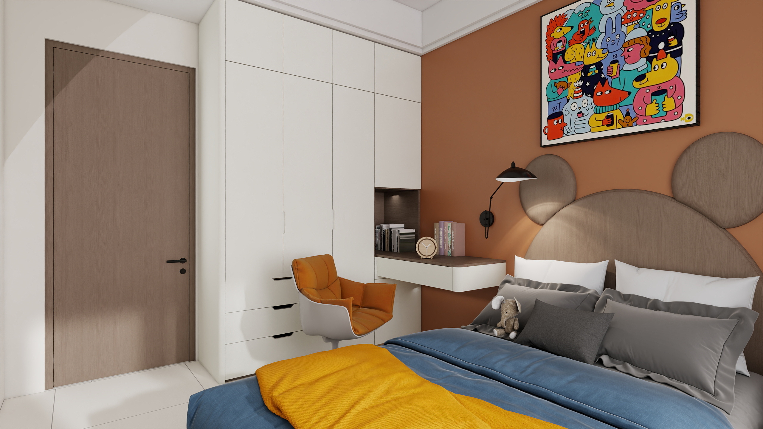 晓雨木作-望江阁奶油风双移门装修效果图