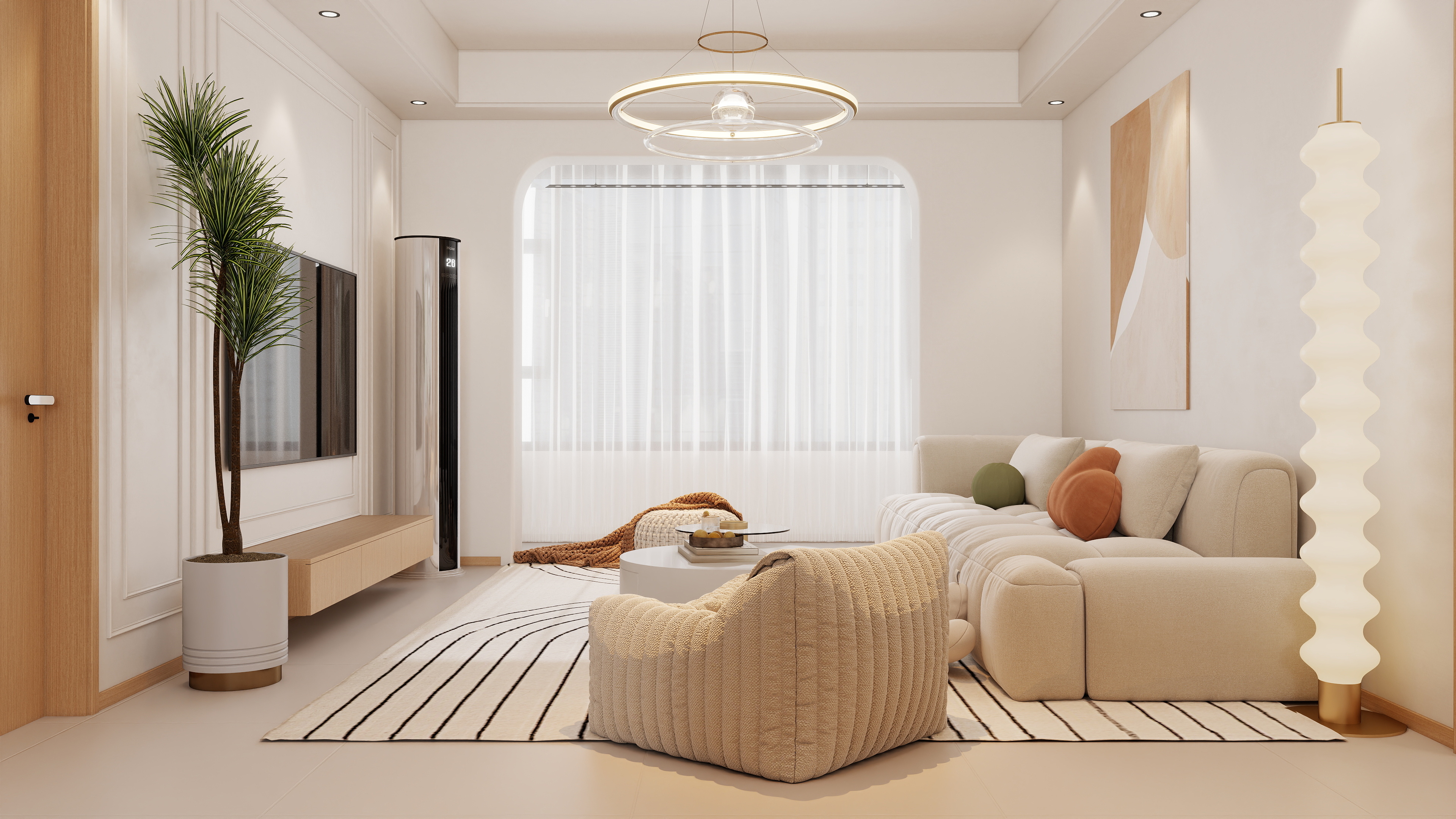 庄育霖-汇金福园86平奶油原木风3室装修效果图