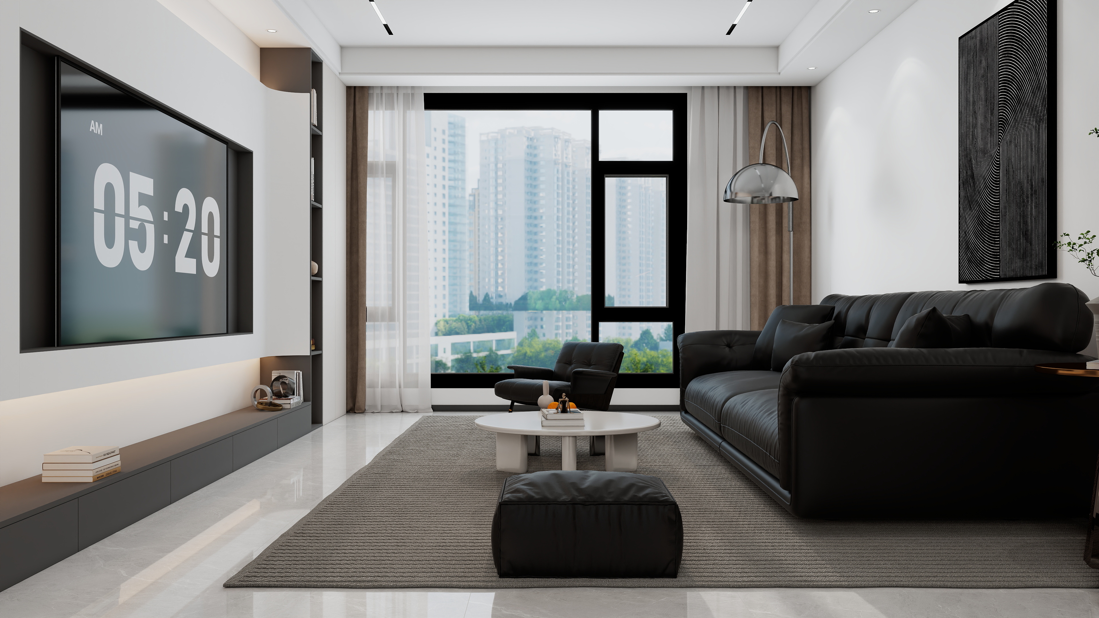 李佳洋-聚金润园121平现代黑白灰3室装修效果图