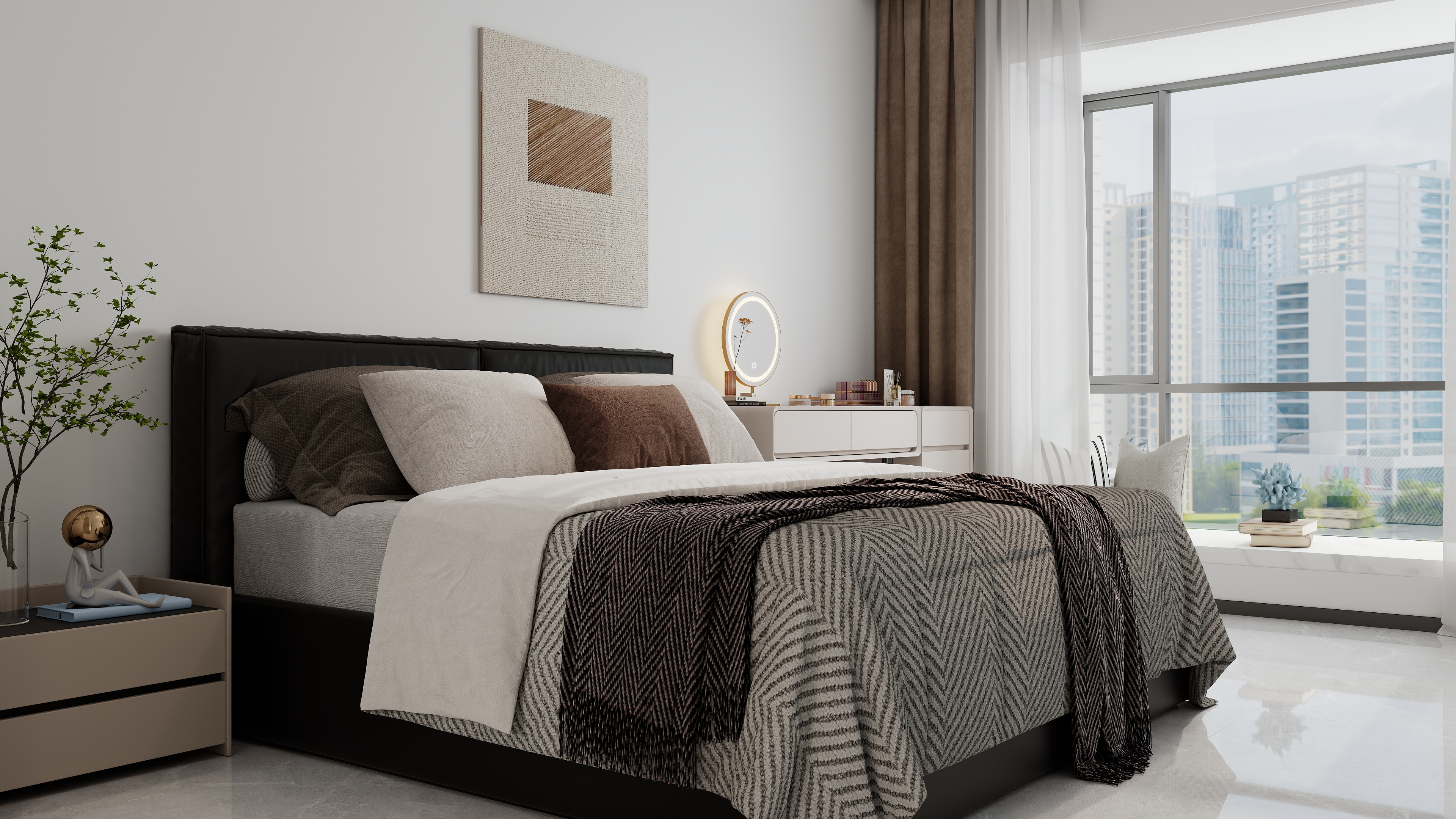 李佳洋-聚金润园121平现代黑白灰3室装修效果图