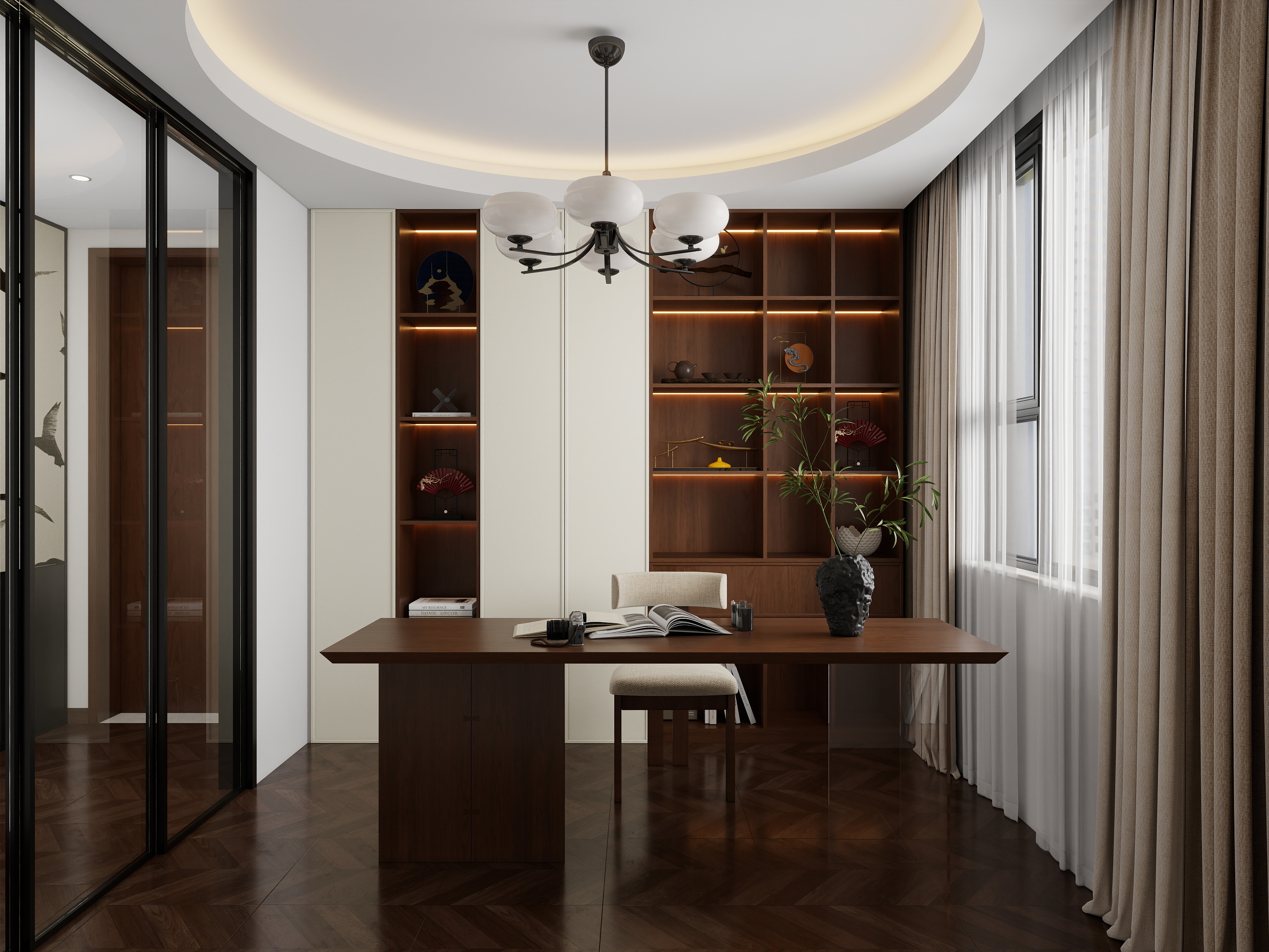 文木一心-万科城-中古风装修效果图