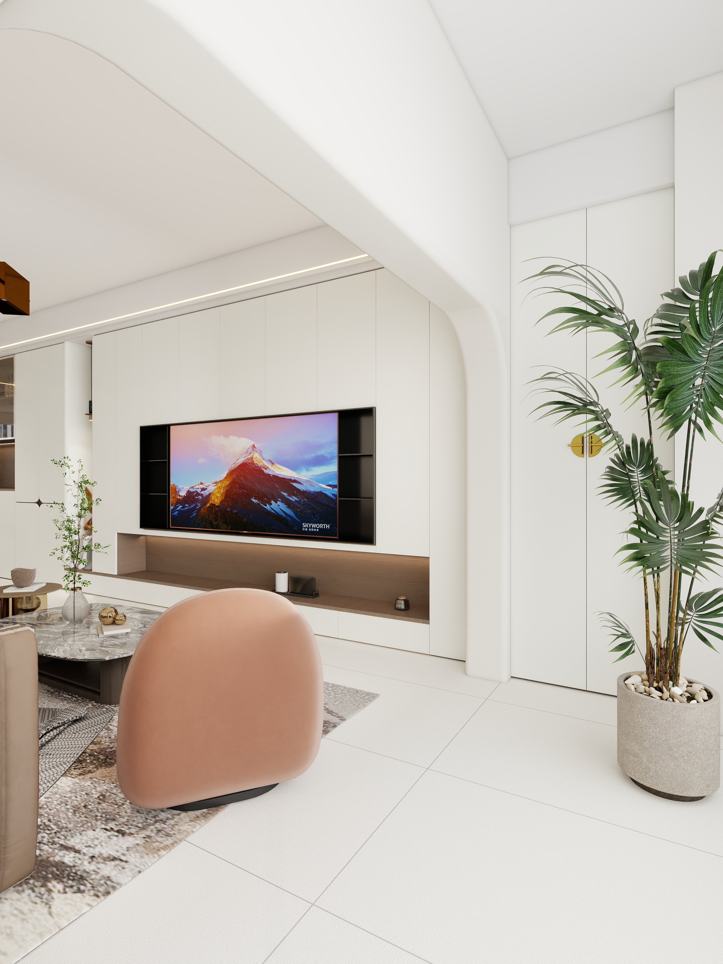 晓雨木作-望江阁奶油风双移门装修效果图