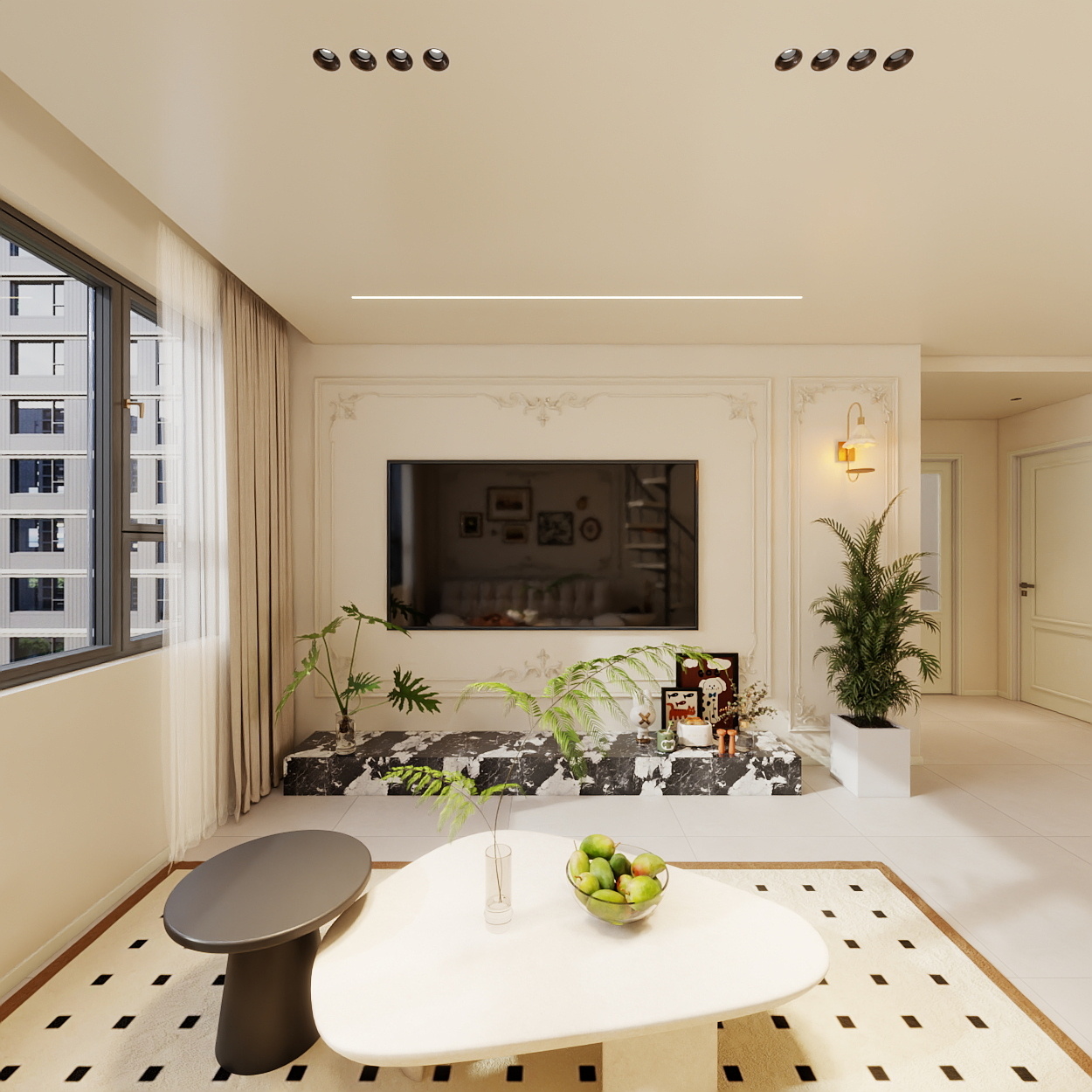 歓嬉-中凯毓秀简法奶油风装修效果图