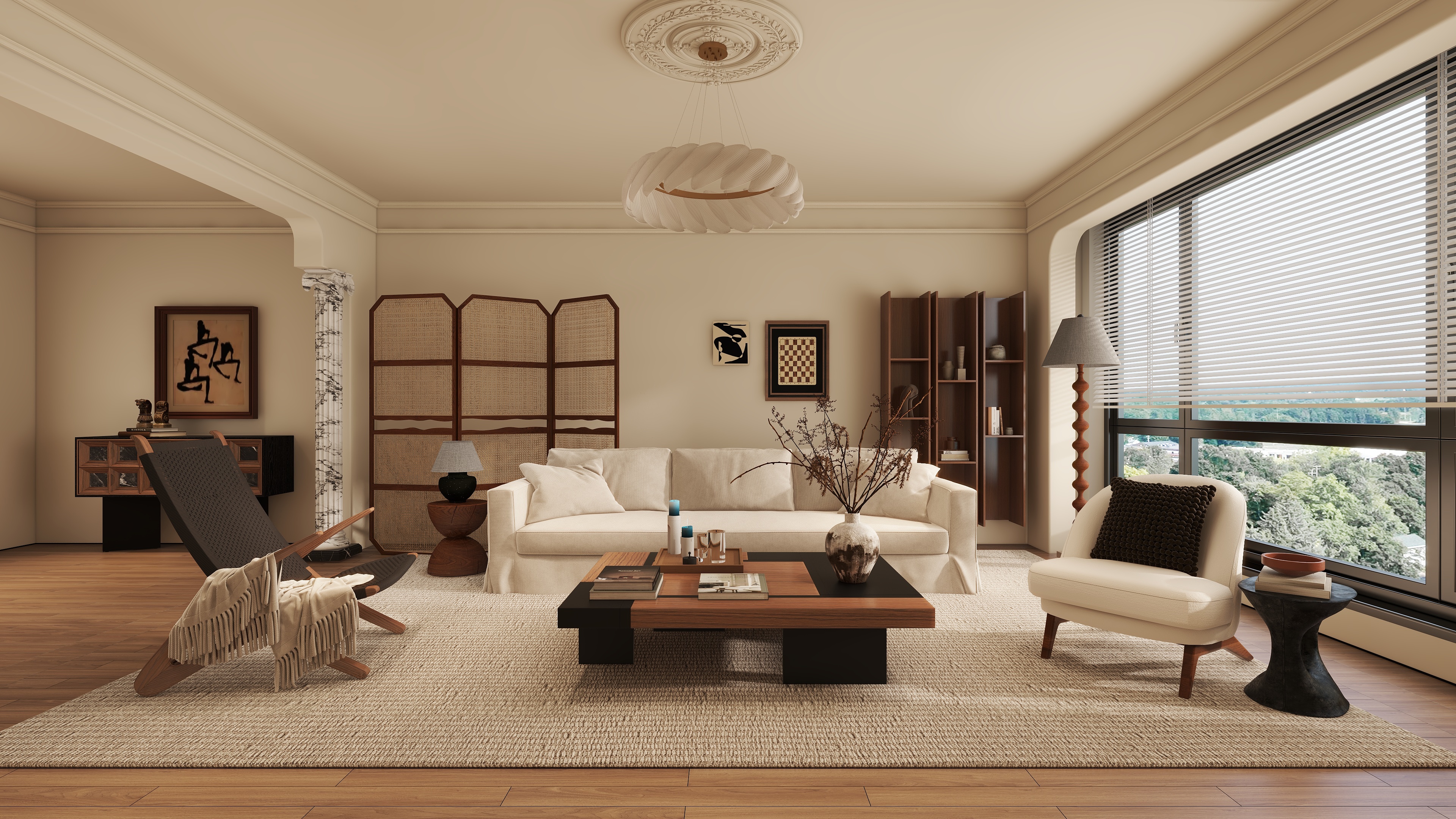 星空设计工作室design-中古风客厅装修效果图