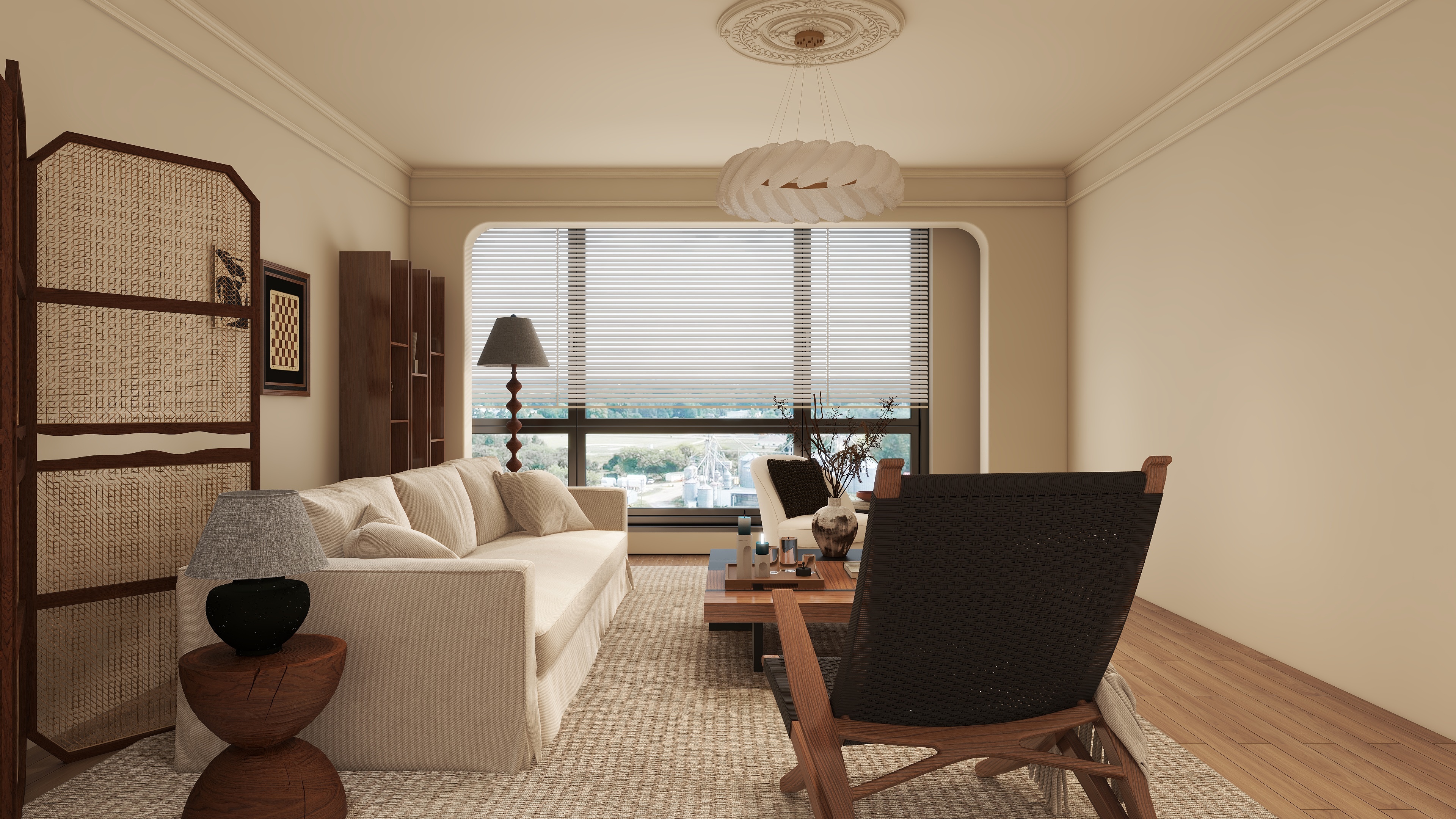 星空设计500一套-中古风客厅装修效果图