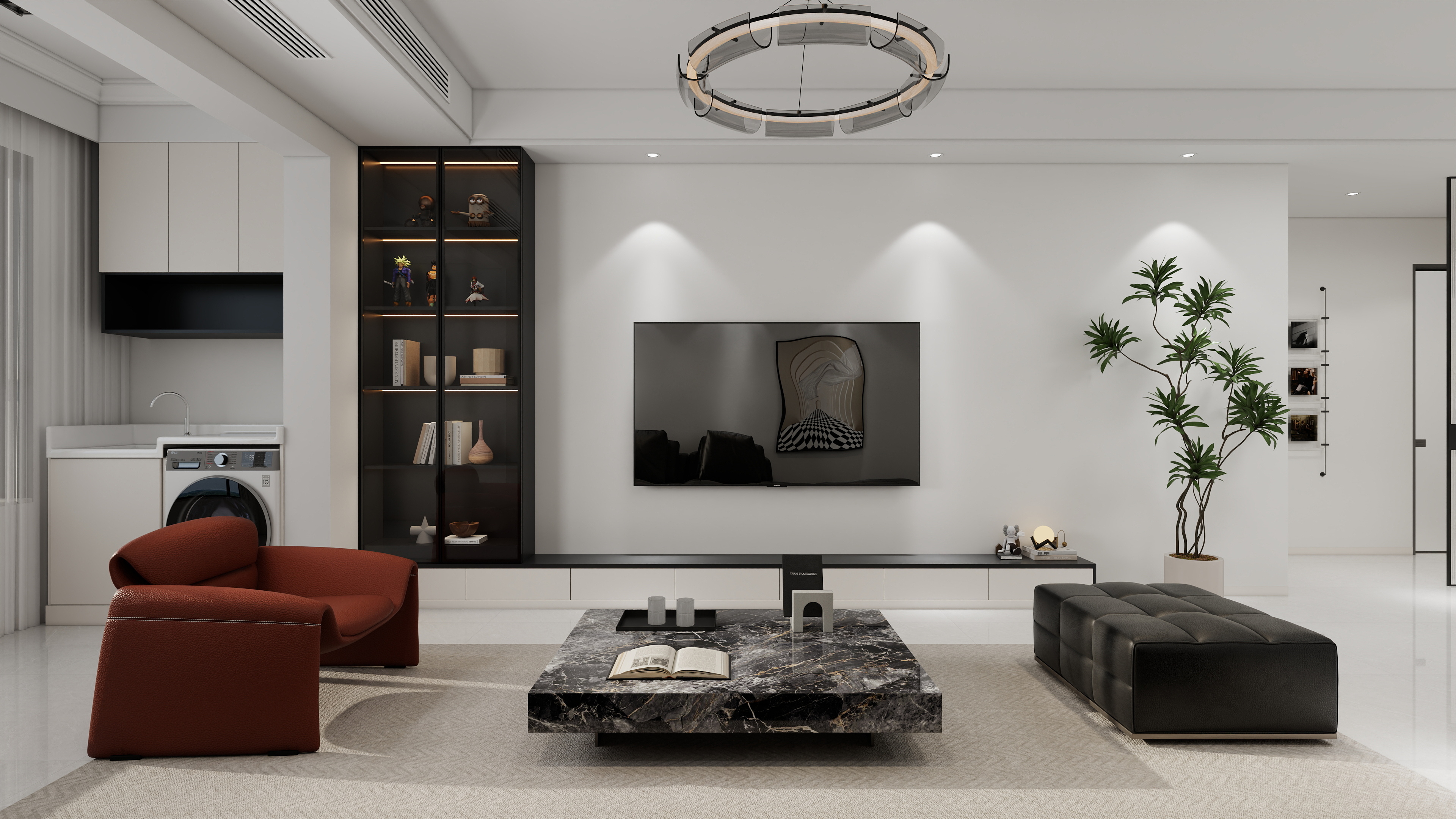 李青越-105方黑白灰两居室装修效果图