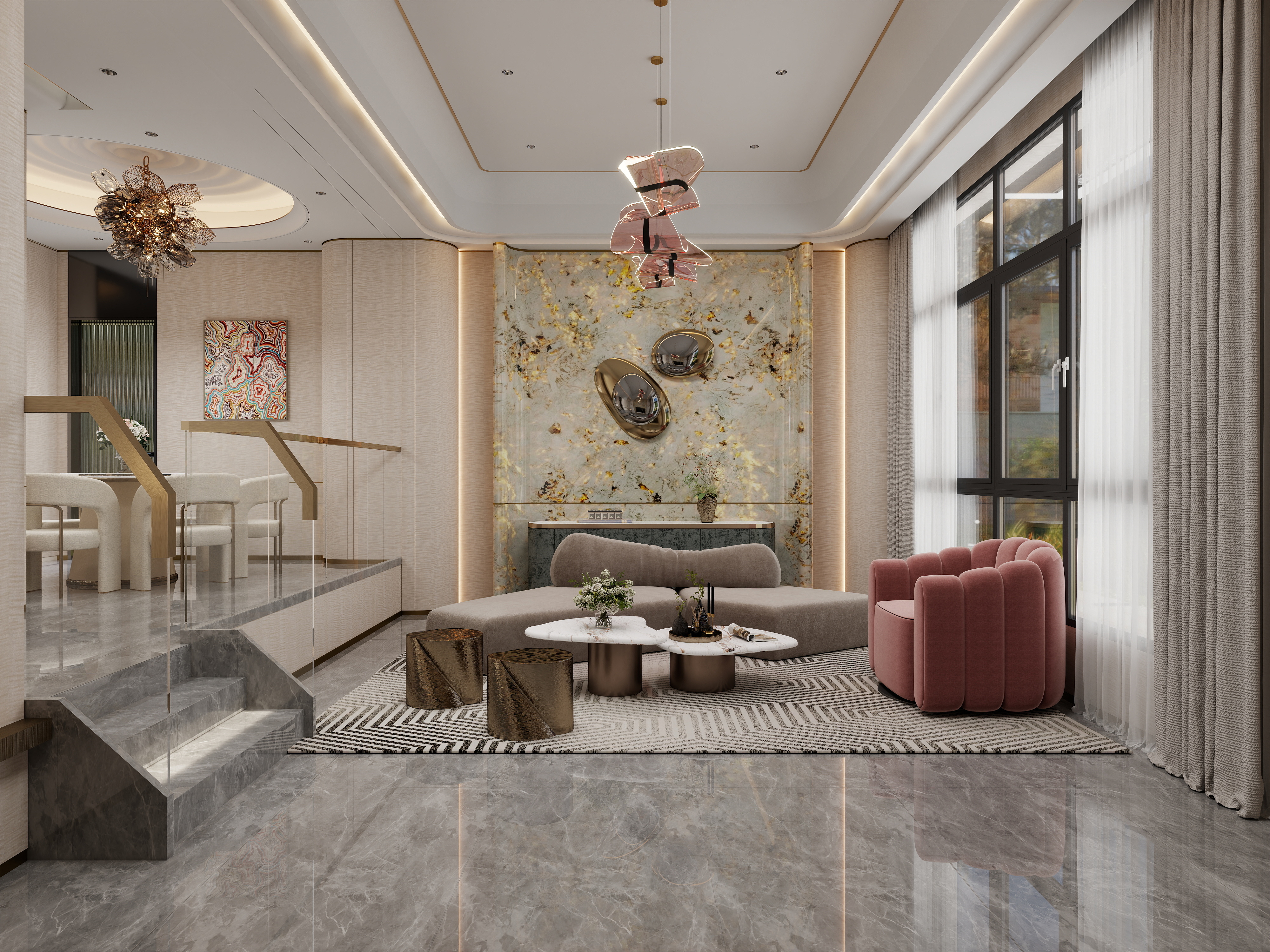 张福梅-江西336㎡现代轻奢别墅装修效果图